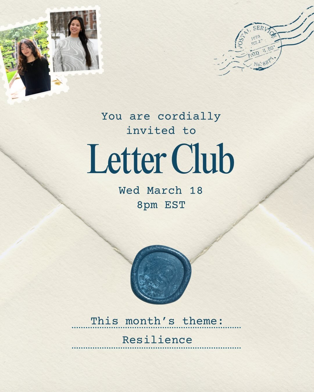 Another month, another letter club (like book club but for IYRT letters) 📝 Join us on Wednesday, March 18 from 8-9pm ET as we talk hope &amp; resilience 💌
