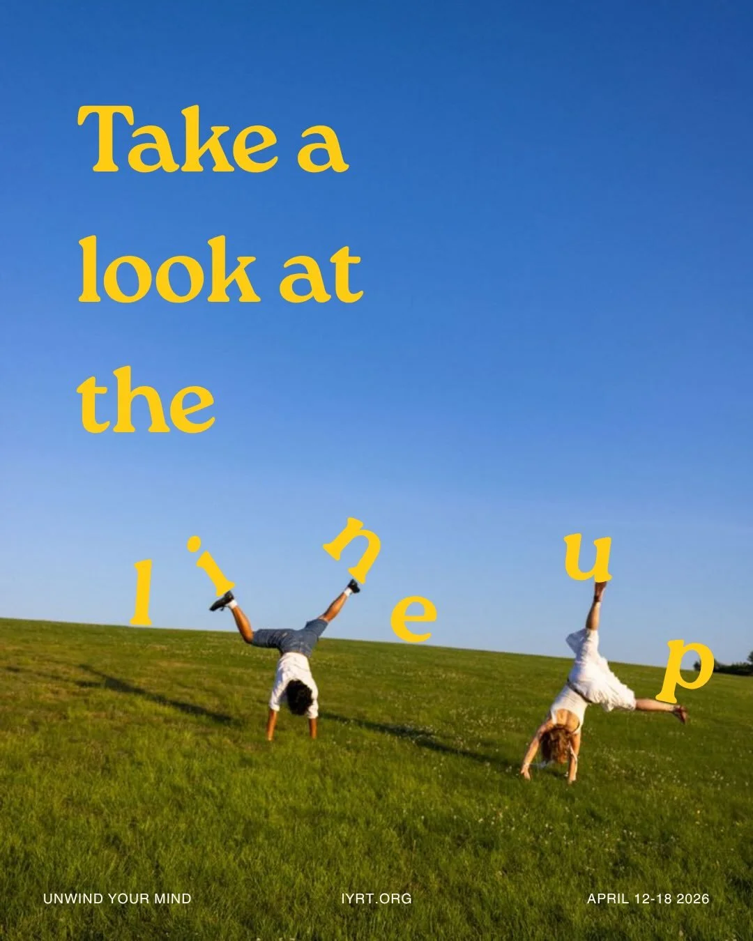 We planned your week for you 😌🌱 

Unwind Your Mind Week is one week away (!!) and the full lineup is here. 

IYRT campus chapters + nationals are hosting events all across the country, so all you have to do is show up, go outside, and maybe relax f