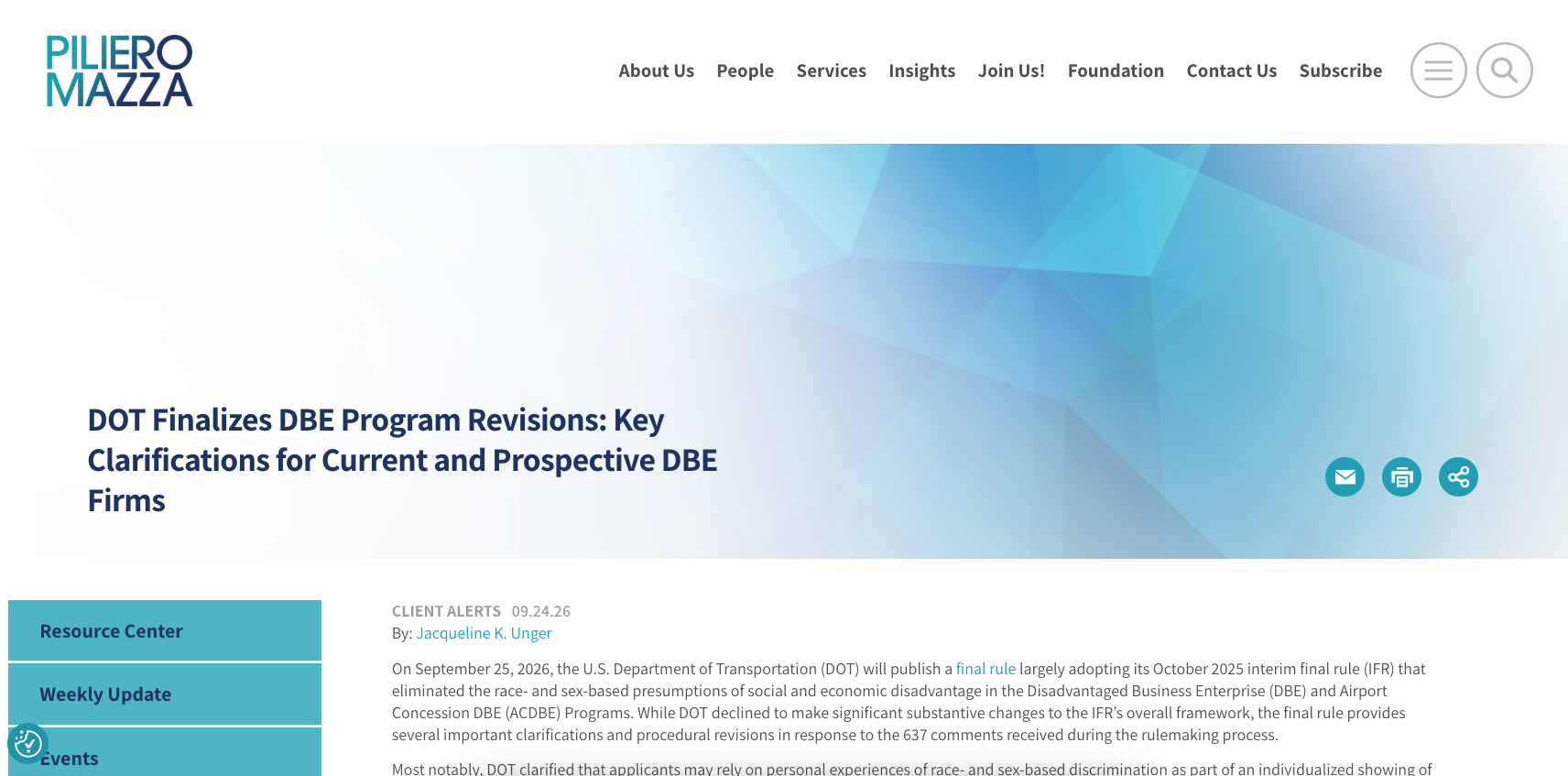 Extensive Summary of the U.S. DOT Final Rule from a DC Law Firm with Procurement Expertise