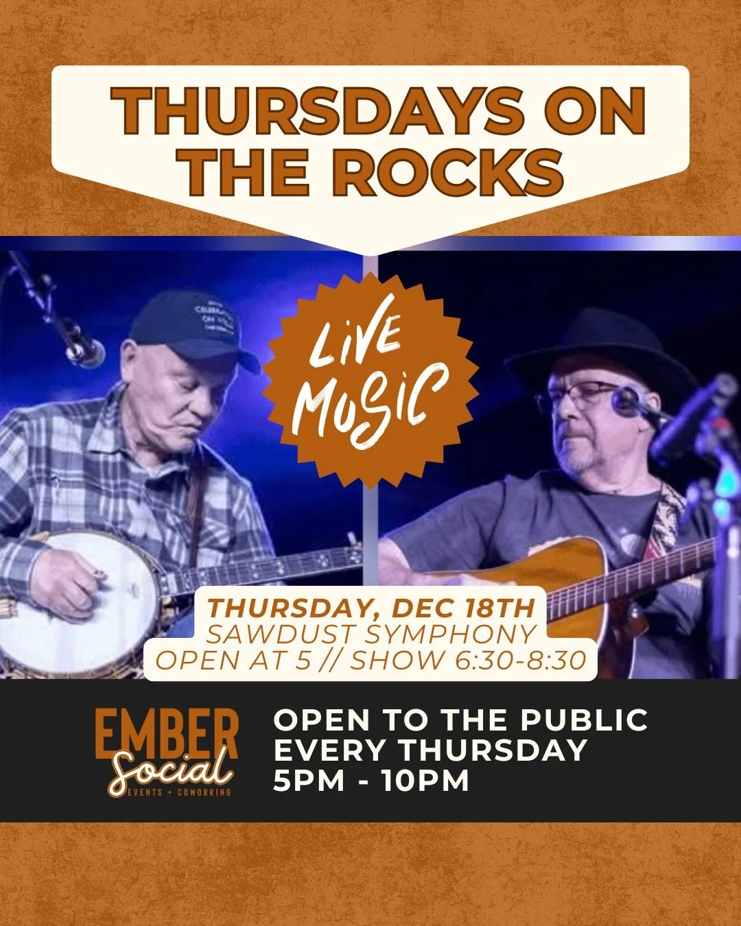 Thursdays on the Rocks - Live Music - Sawdust Symphony Bluegrass + wine tasting