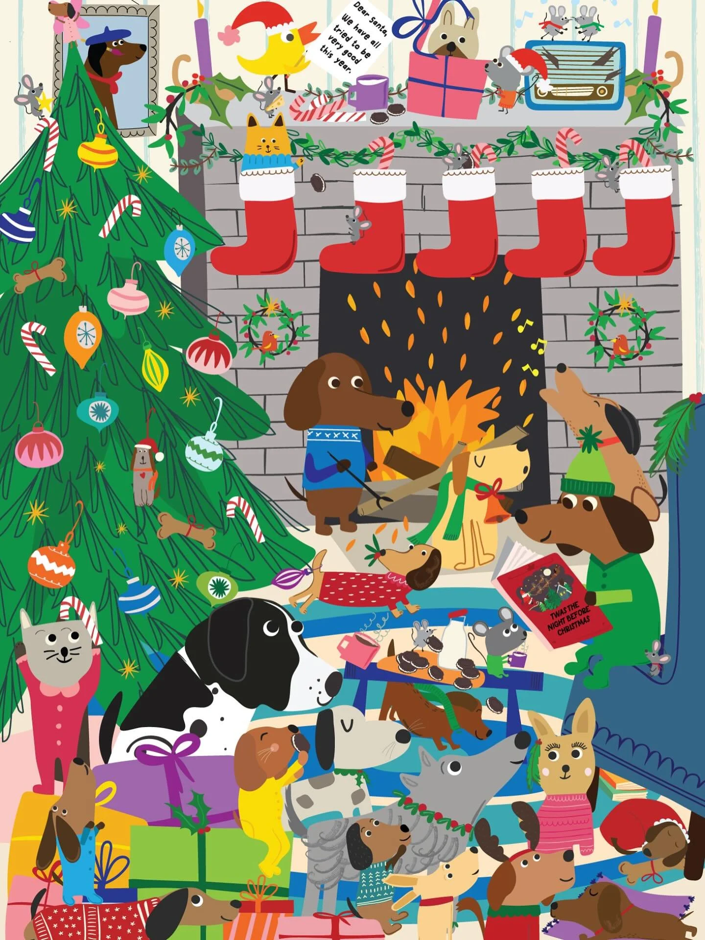 If you aren&rsquo;t familiar with @villagerpuzzles then consider this an act of kindness. 

I&rsquo;m submitting this festive howliday piece for consideration in their 2026 puzzle collection. 

#villagerartist2026 #villagerpuzzles #illustration  #puz