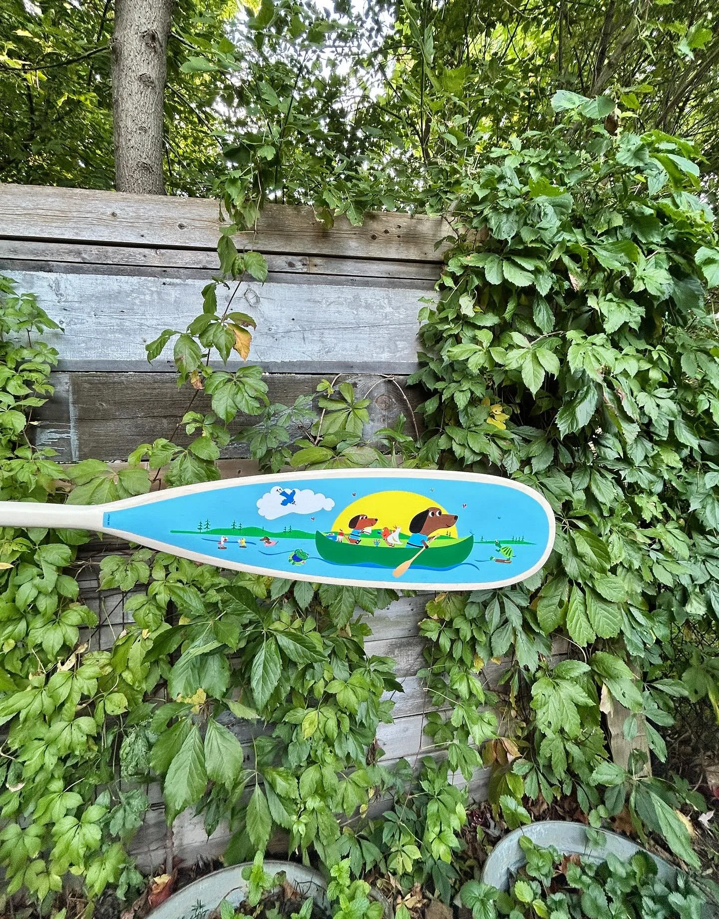 I am so excited and honoured to be part of @campfirecircleorg&rsquo;s #PaddleProject! 

Of course Stanley and Norman wanted in on the action - swipe to see their paddling expertise and the source for my inspiration! 

Better yet, you can bid on my pa