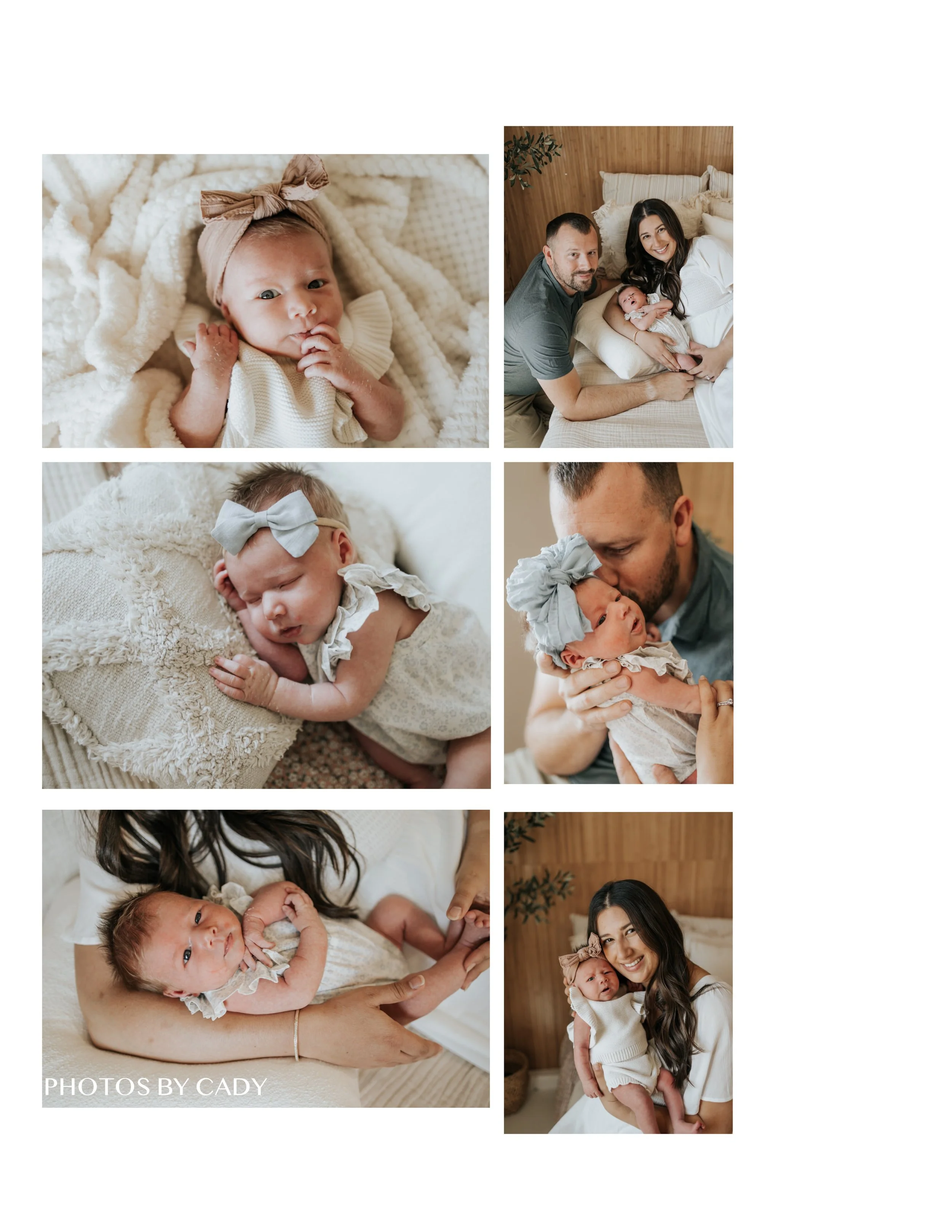 Newborn girl sharing gentle moments with both parents.