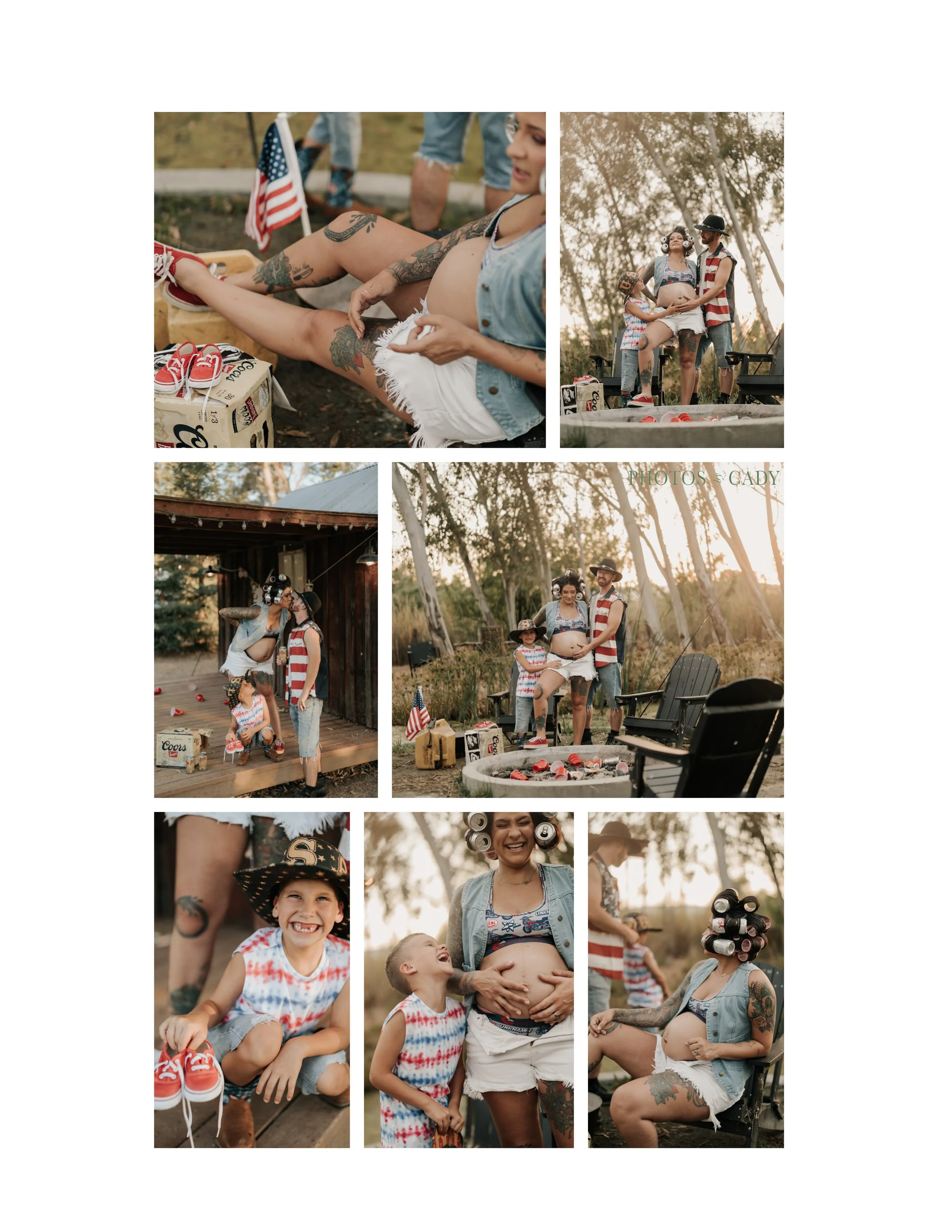 Family celebrating a pregnancy announcement during an outdoor picnic.