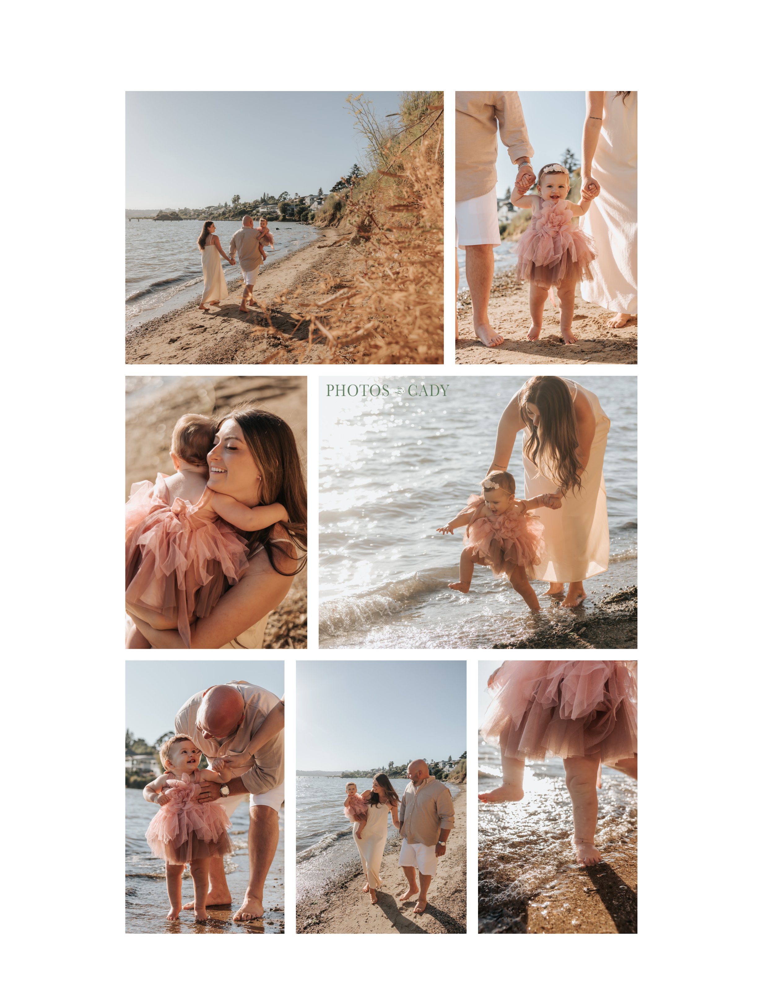 Mother and young daughter playing together on the beach.