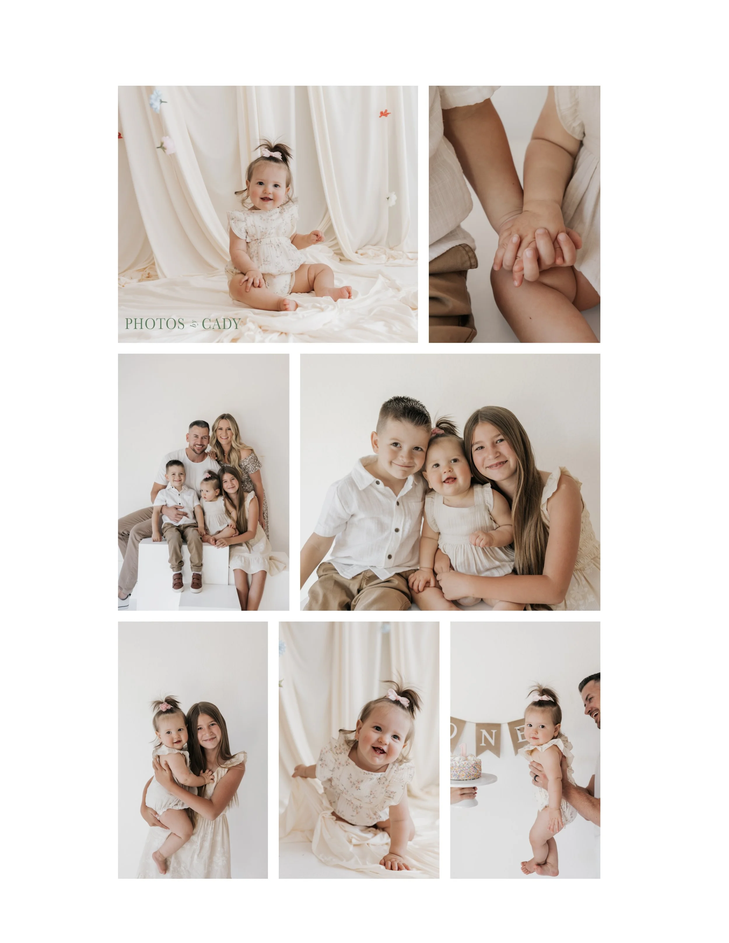Mother and children laughing together during a bright studio session.