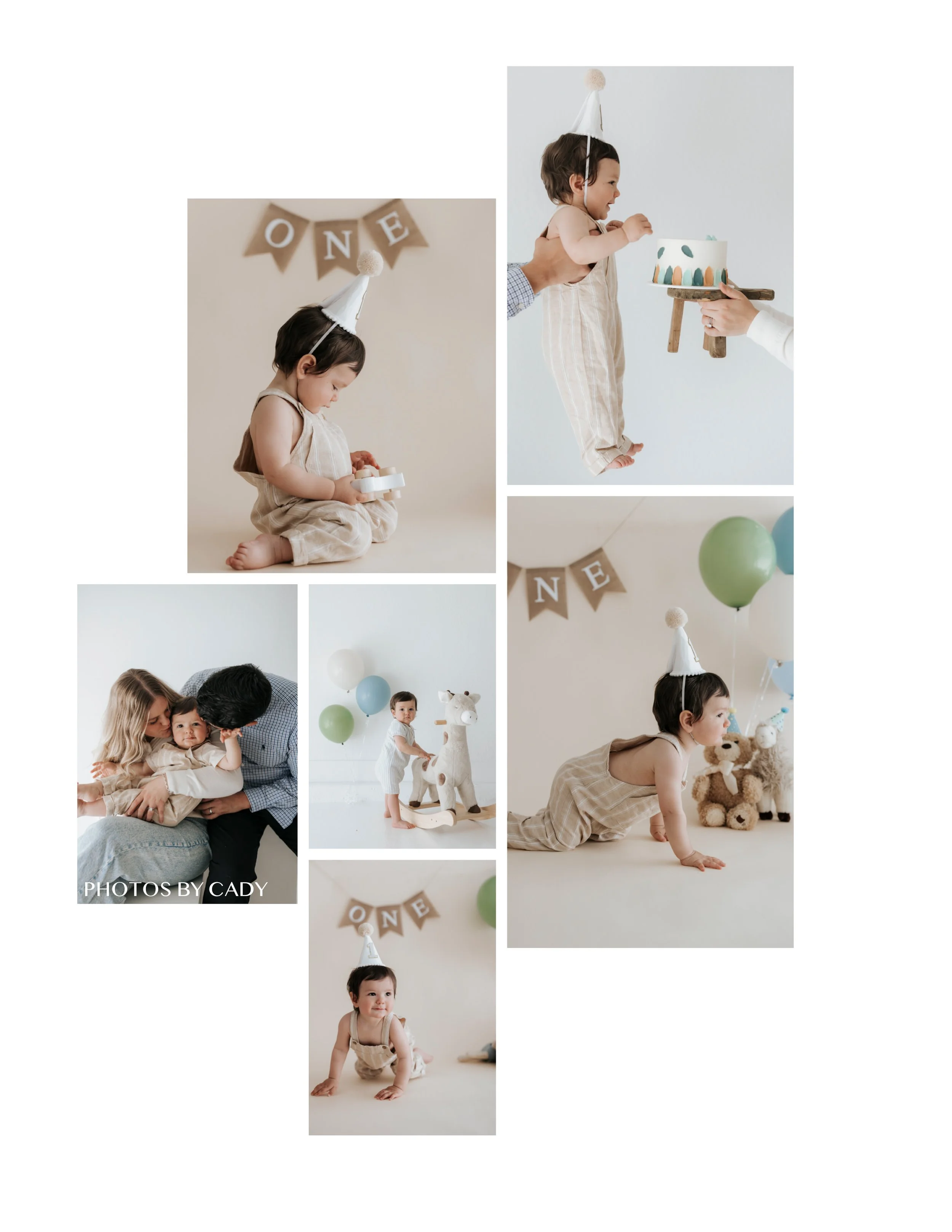 Suisun birthday photo, first birthday cake smash with neutral backdrop and confetti.