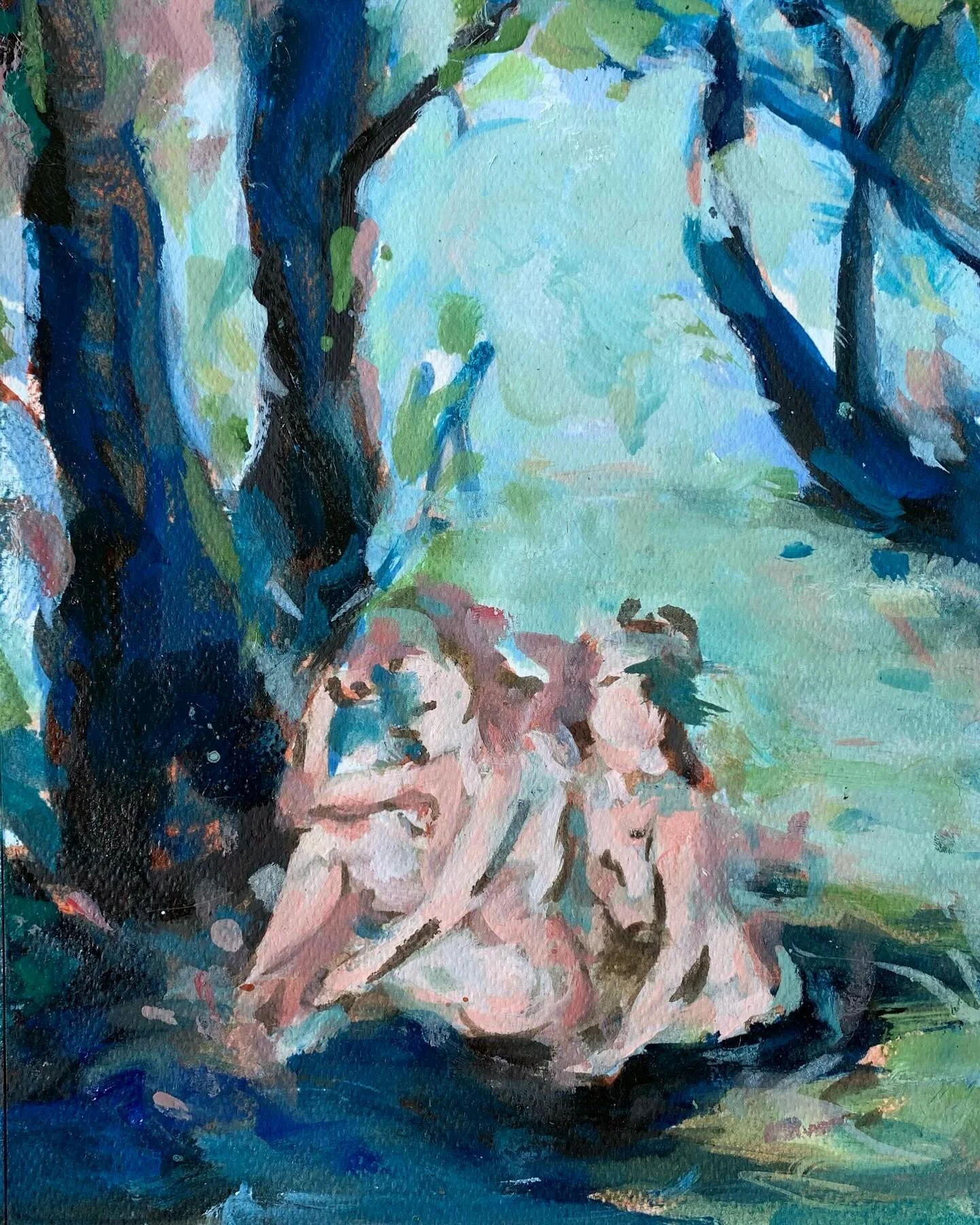 The Nymphs 
— detail j
All of the figures are taken from lifedrawings created over the last couple of years at @heatherley_school_of_art and @royaldrawingschool
They are simply nudes plonked ‘down in the woods’ — I am inter