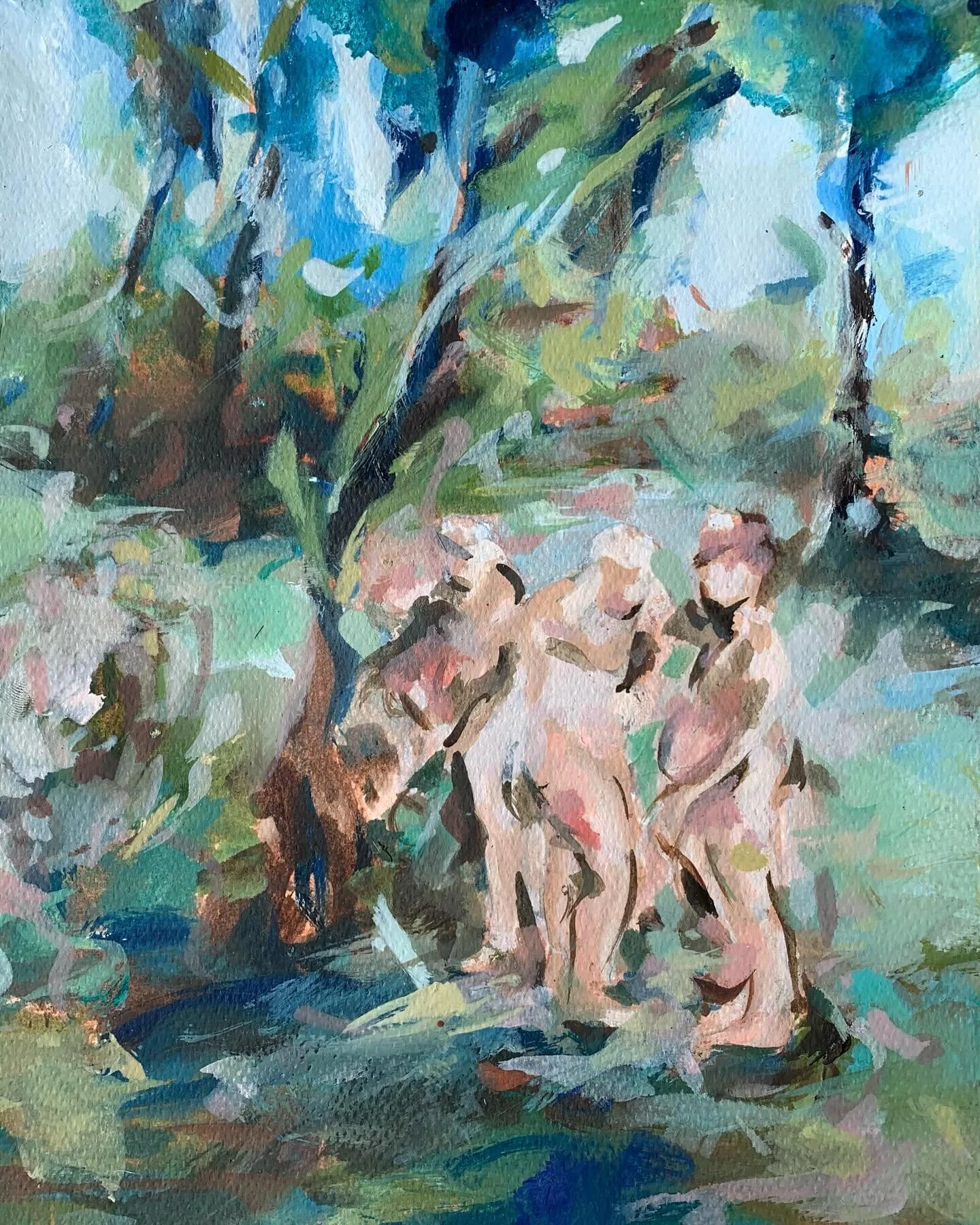 The Nymphs 
— detail e
All of the figures are taken from lifedrawings created over the last couple of years at @heatherley_school_of_art and @royaldrawingschool
They are simply nudes plonked ‘down in the woods’ — I am inter