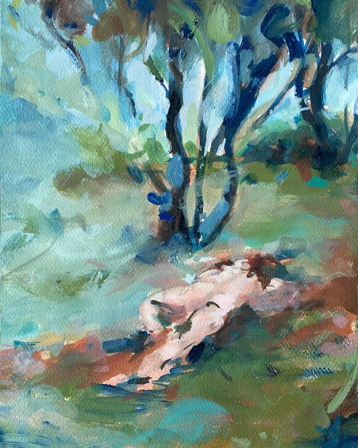 The Nymphs 
— detail c
All of the figures are taken from lifedrawings created over the last couple of years at @heatherley_school_of_art and @royaldrawingschool
They are simply nudes plonked ‘down in the woods’ — I am inter