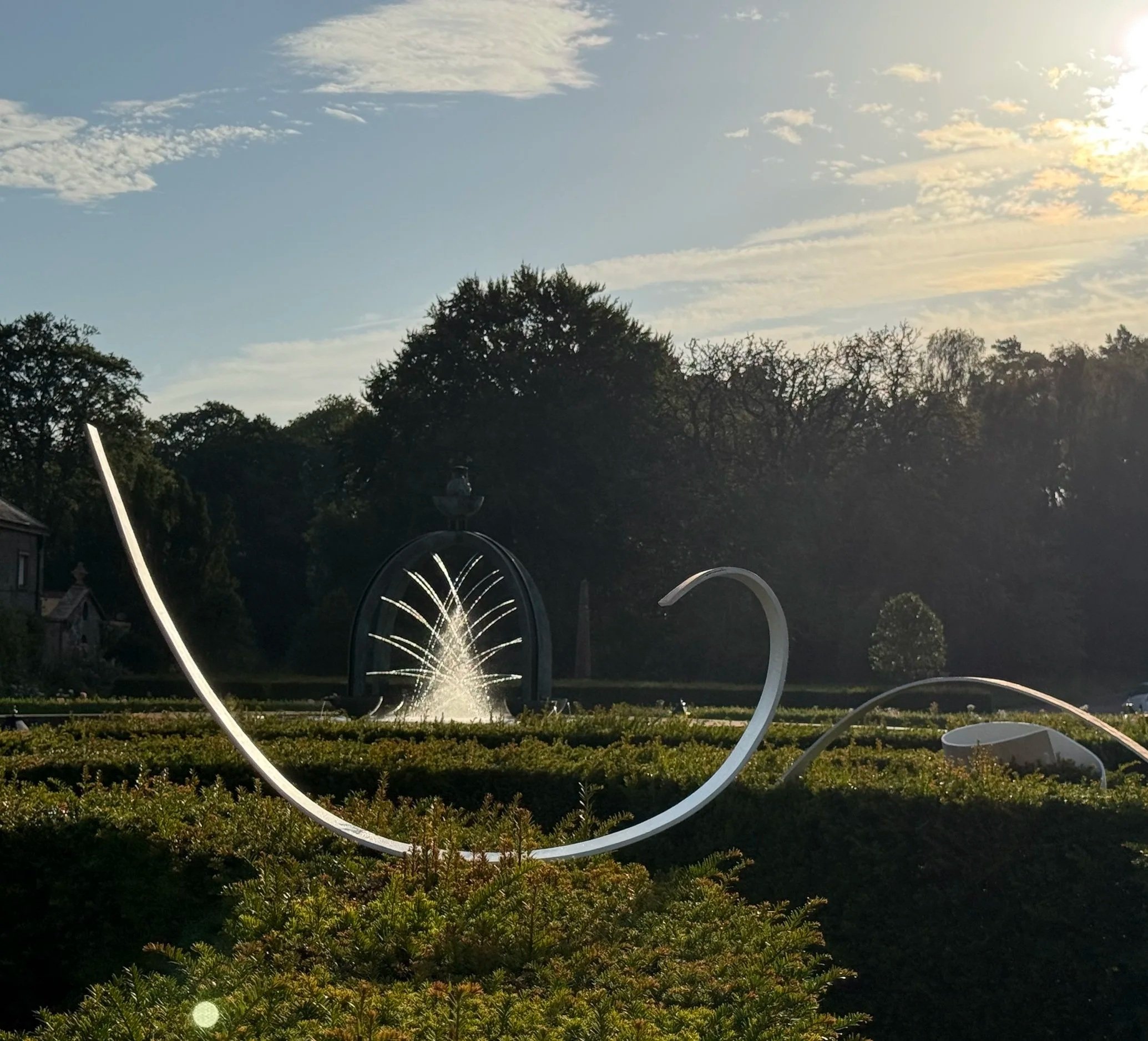 Clambering | 2026 | Engraved copper, iron and copper oxidising and oil pigments, reclaimed wood | 470cm  x 290 x 370 cm varying volume | in situ during Dumfries House Residency