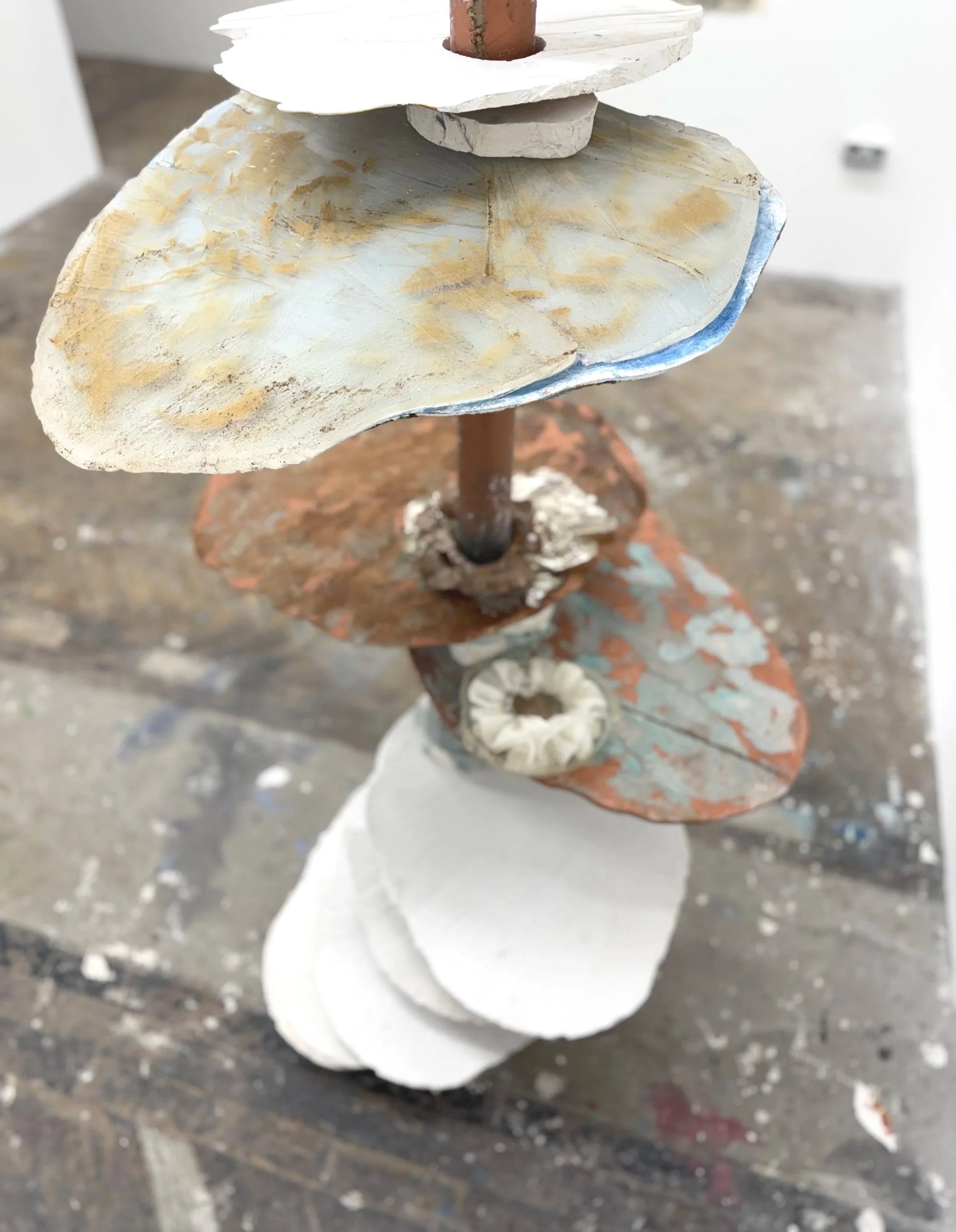 Held i’ t’ Place | 2026 | black, crank and porcelain clays with crawl glazes, chrome alum compound, oxidised iron and copper pigments, oil pigments, plaster, aqua cast, resin, solid and reclaimed woods, card, paper, strentex  |  320 x 100 x 100 cm