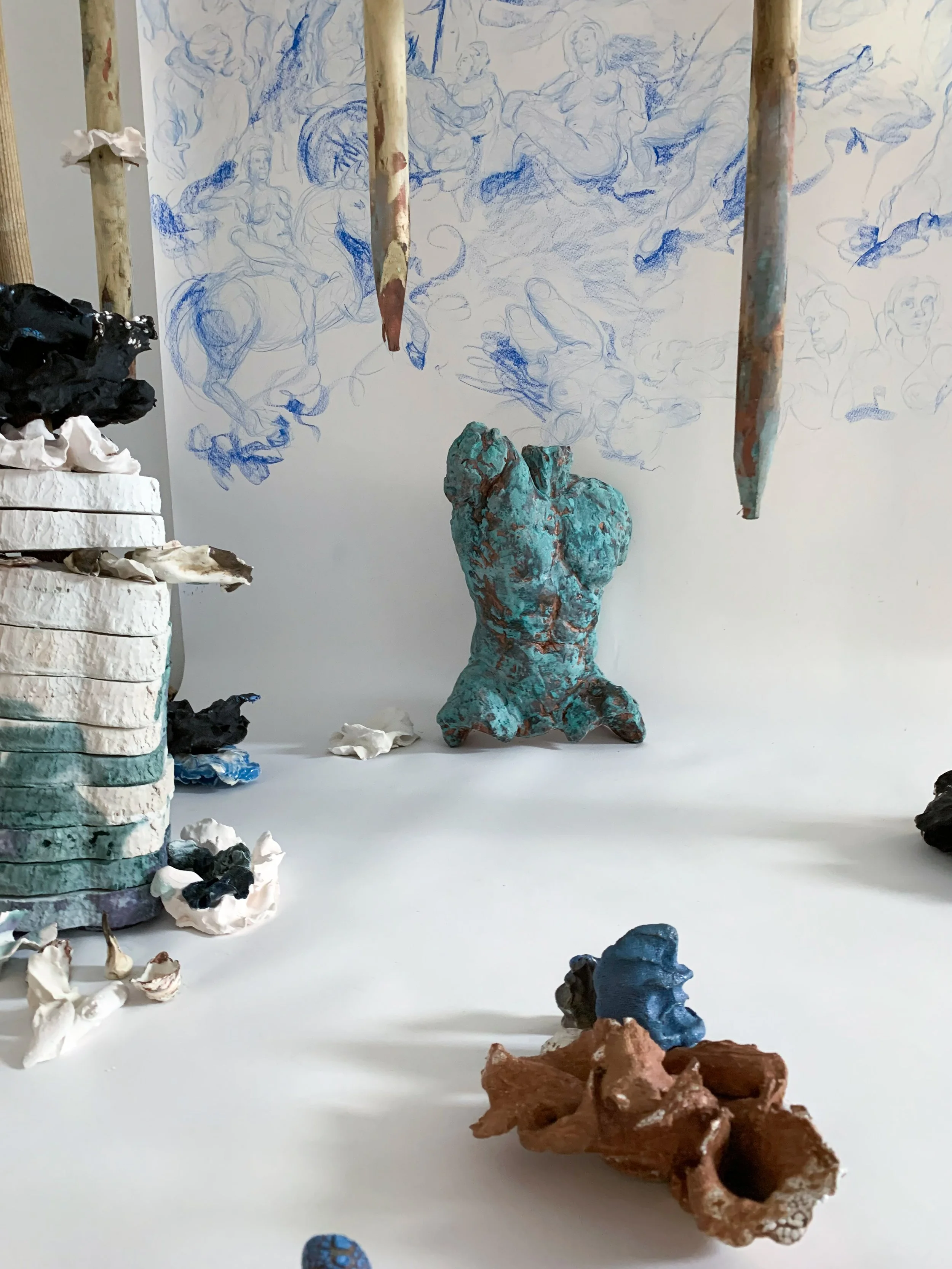 oxidised copper pigments, plaster  |  ⅔ scale  |  2023