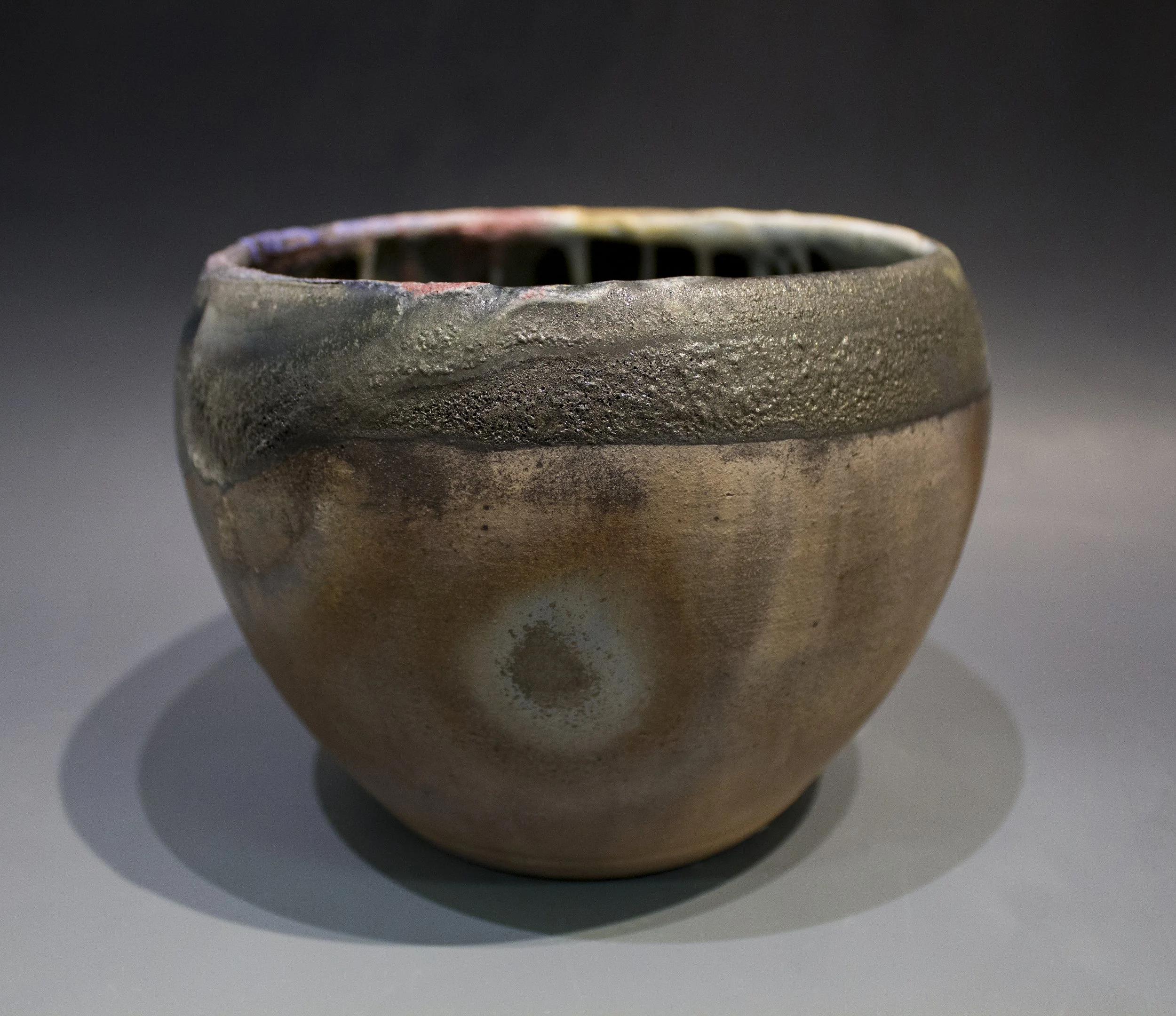 Large Multi-colored Bowl 
Wood Fired Finish 