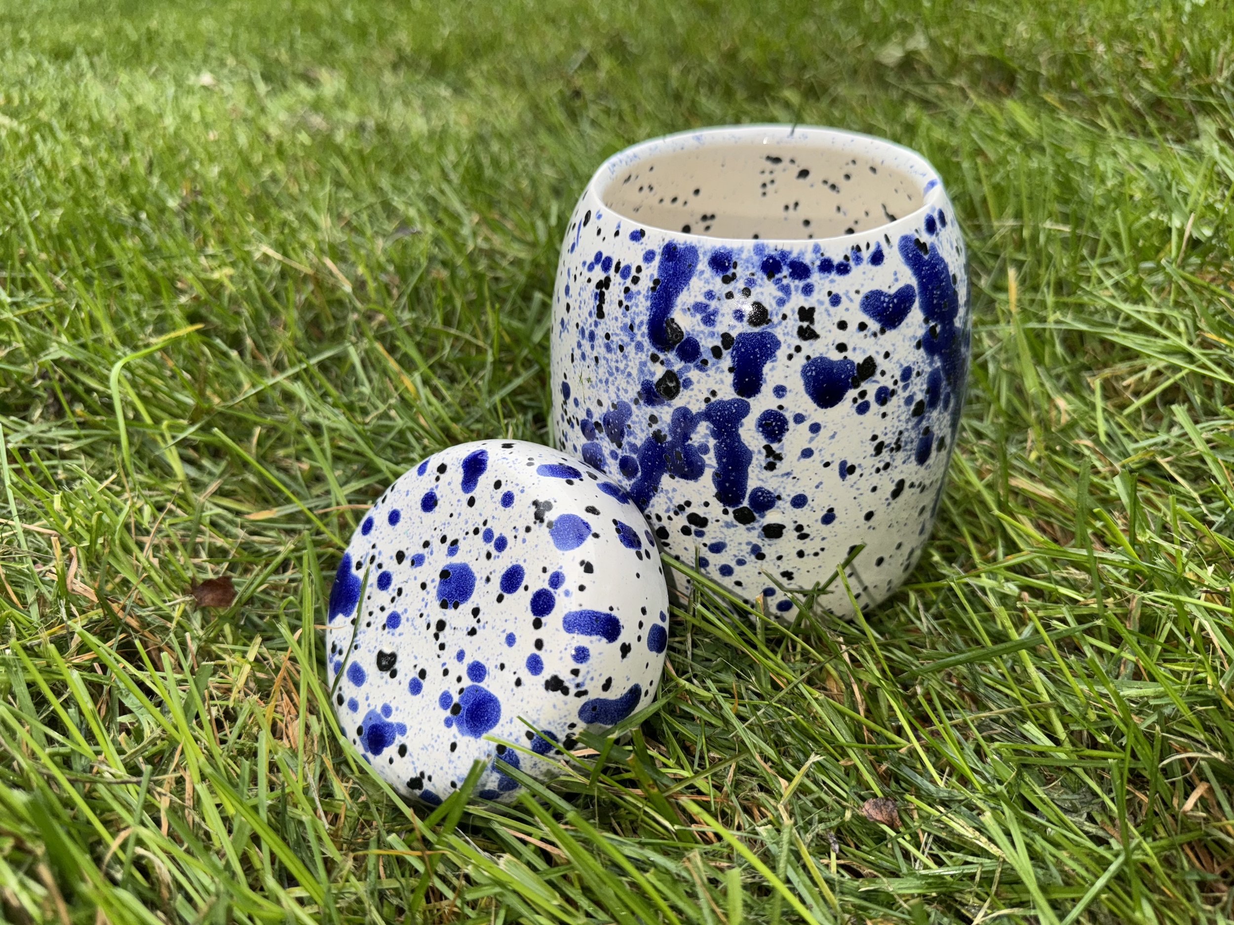 Medium Jar - Ink Spot with Blue