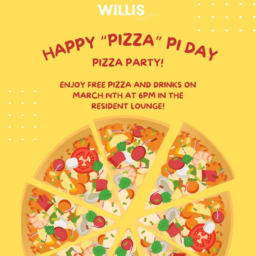 🍕✨ Embrace the &pi;-rfect celebration with us on March 14th at 6 PM in the resident lounge at Willis Avondale Estates! 🎉 

Join our &quot;Pizza&quot; Pi Day event for FREE pizza, refreshing drinks, and a slice of community fun. 🥳🥧 Don't miss out 