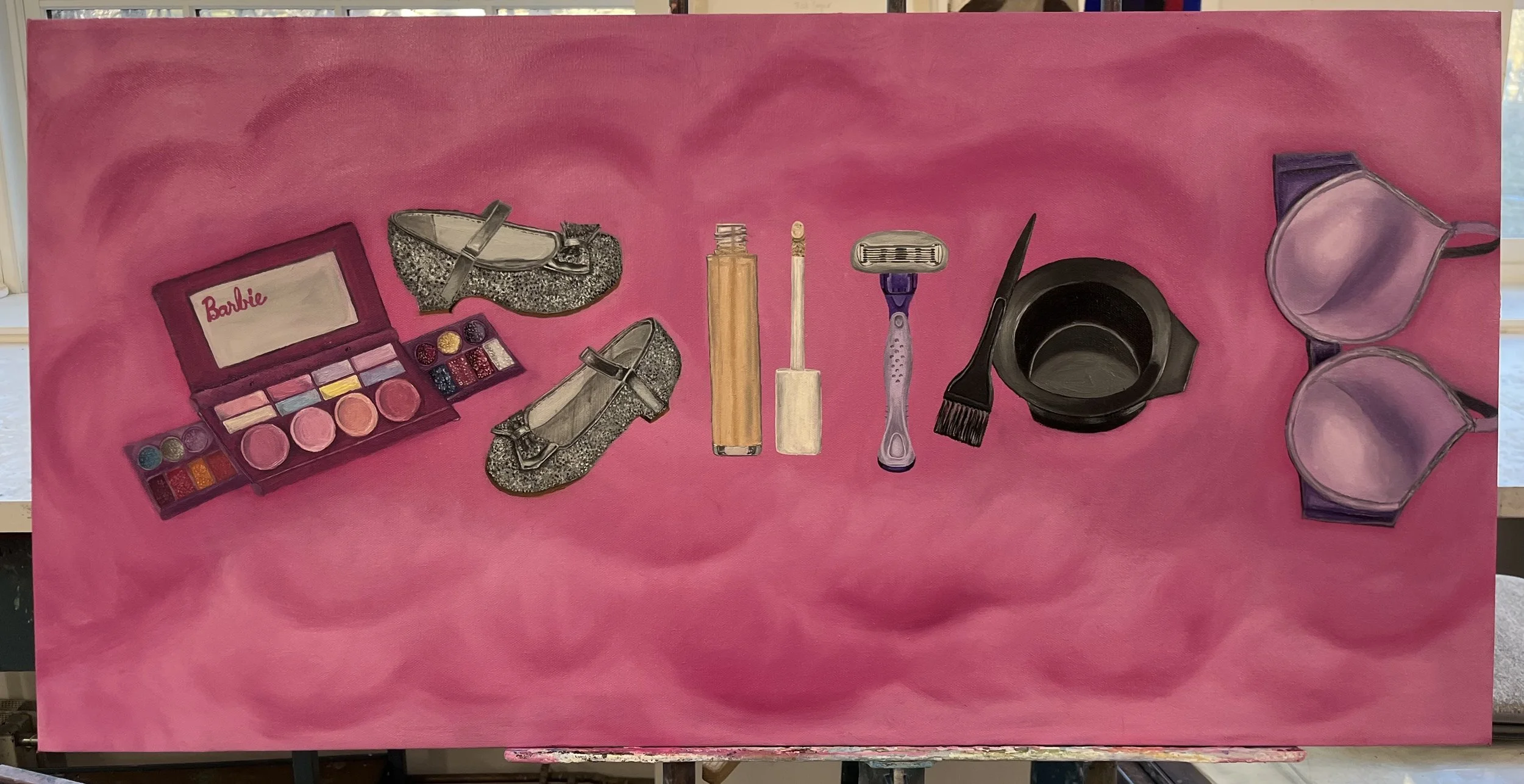 "The Evolution of Girlhood" // Oil paint on canvas // 18" X 35" // 2026