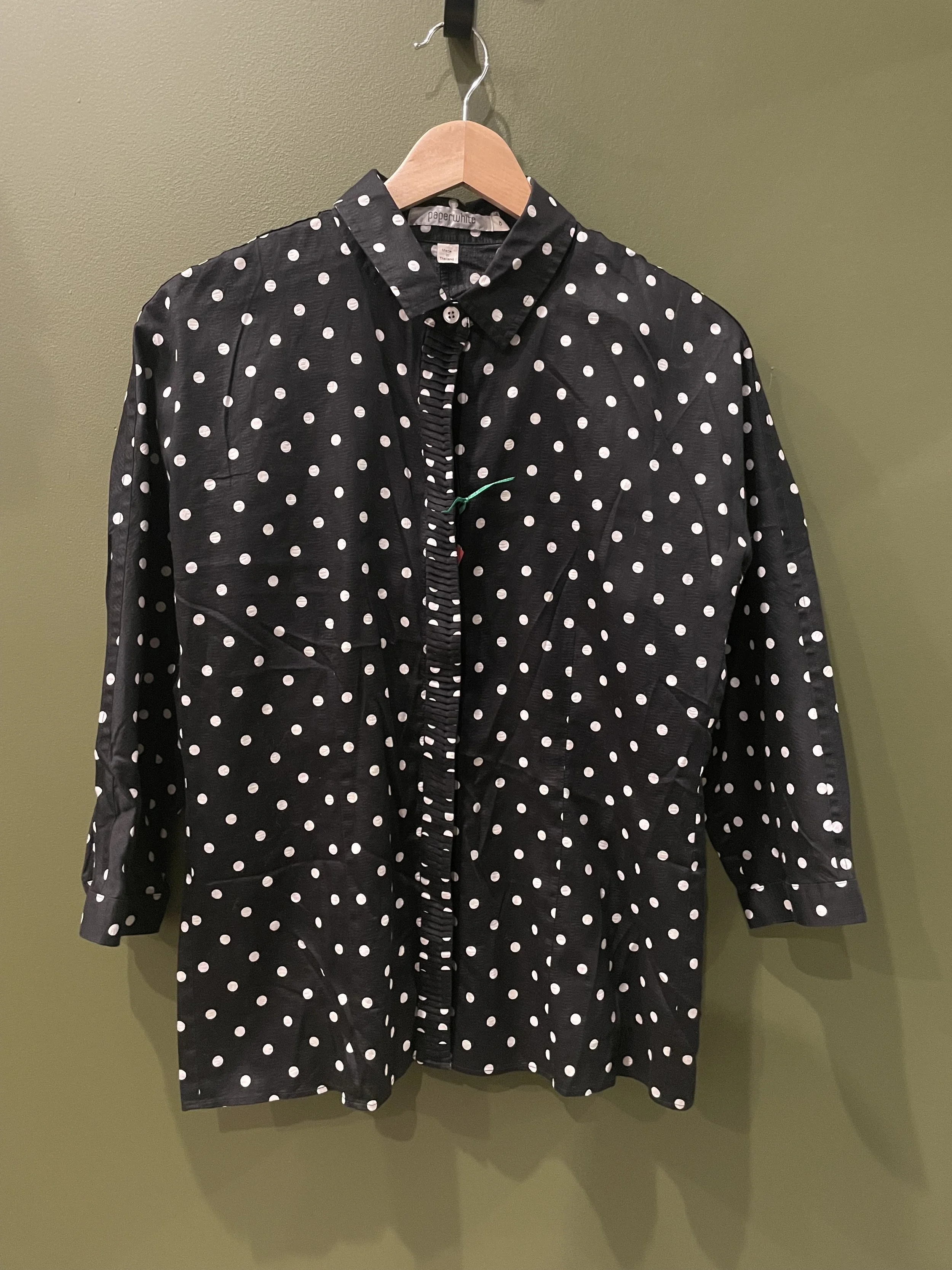 Polka Dot Blouse with Ruffle Detail in a size 8