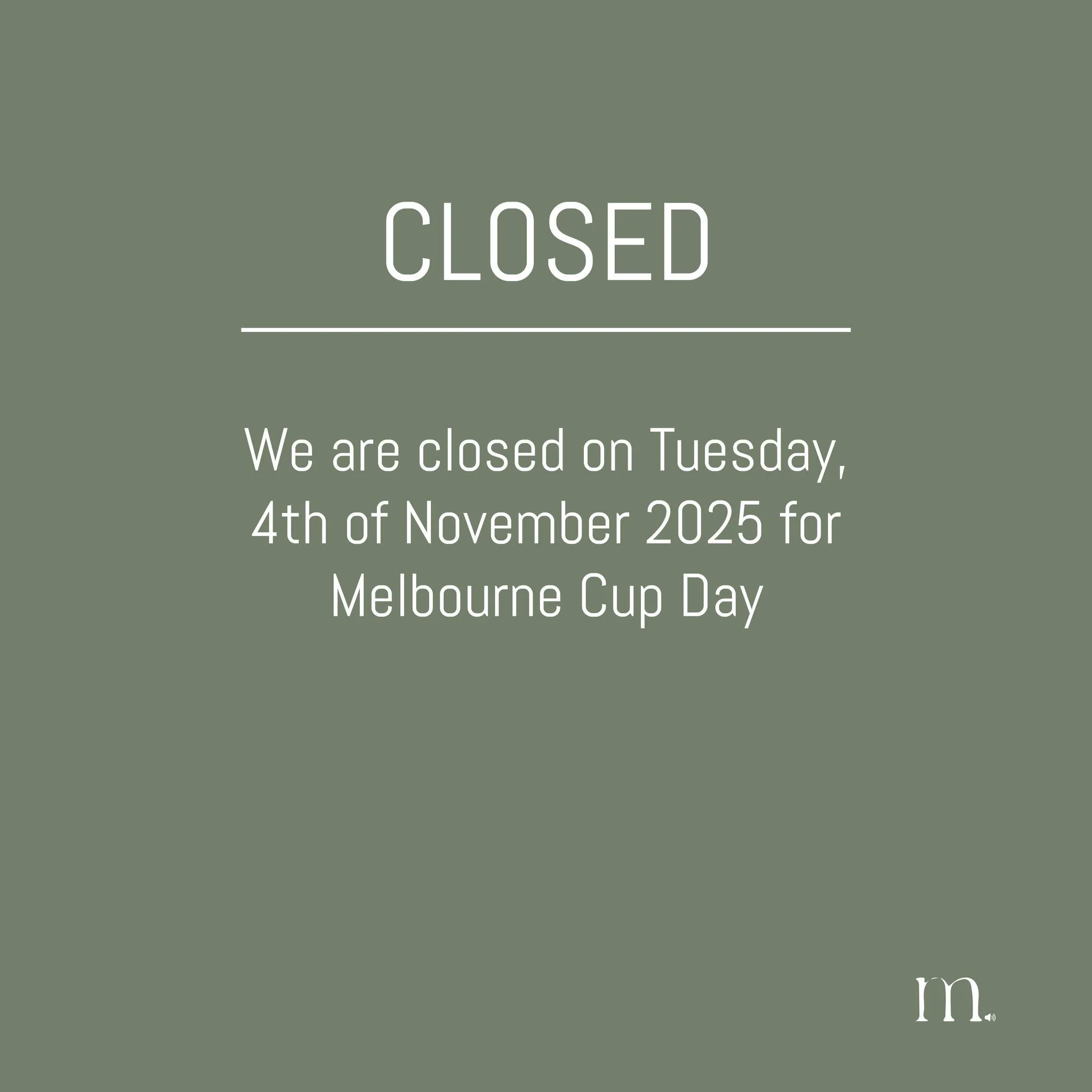 We&rsquo;ll be closed on Tuesday, 4 November for the Melbourne Cup public holiday.
We&rsquo;ll reopen as usual on Wednesday.
Enjoy the day off and we&rsquo;ll see you midweek!