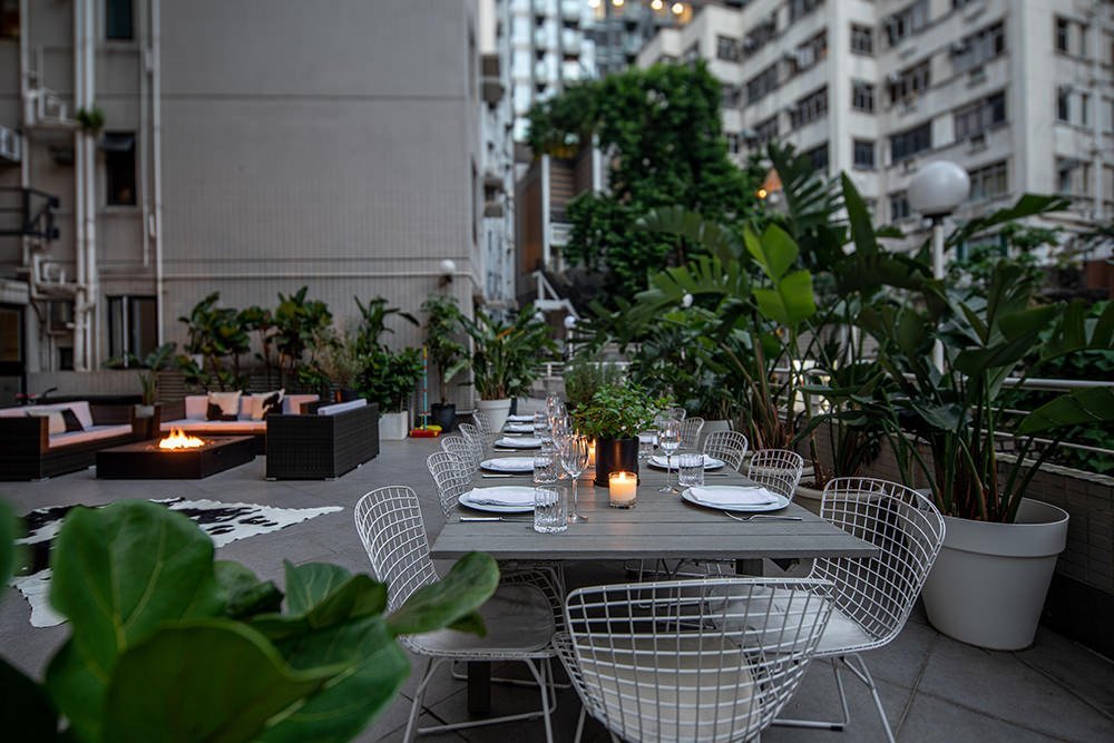 Hong Kong Interiors – Mid Levels outdoor dining dining table dining chairs