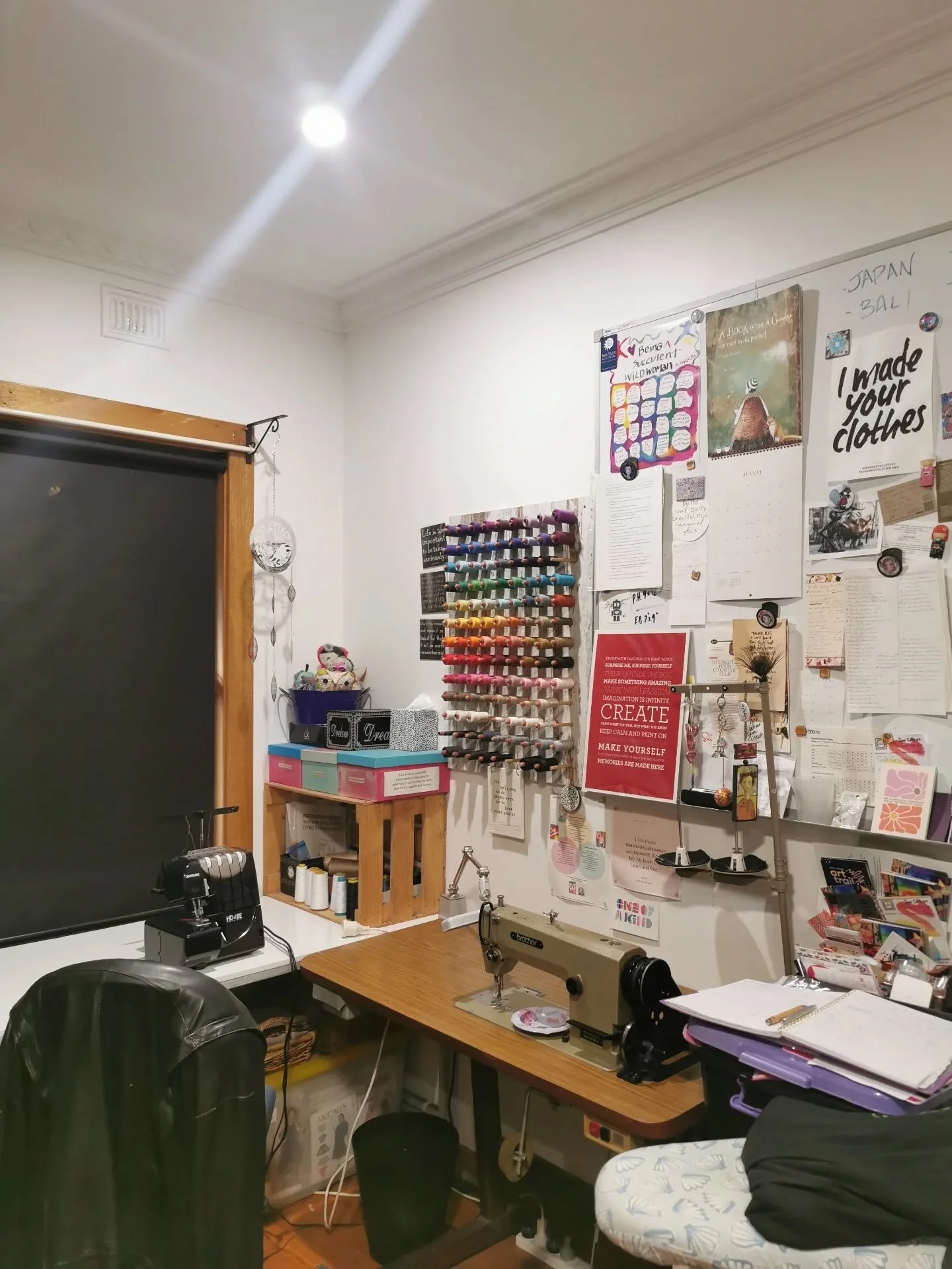 We have light....well more light, downlights exactly, in my workroom. So good...above the mirror, clothes rack and sewing machine. Going to be great for these dim winter days and definitely night time sewing and fittings.
It's been a long two days, a