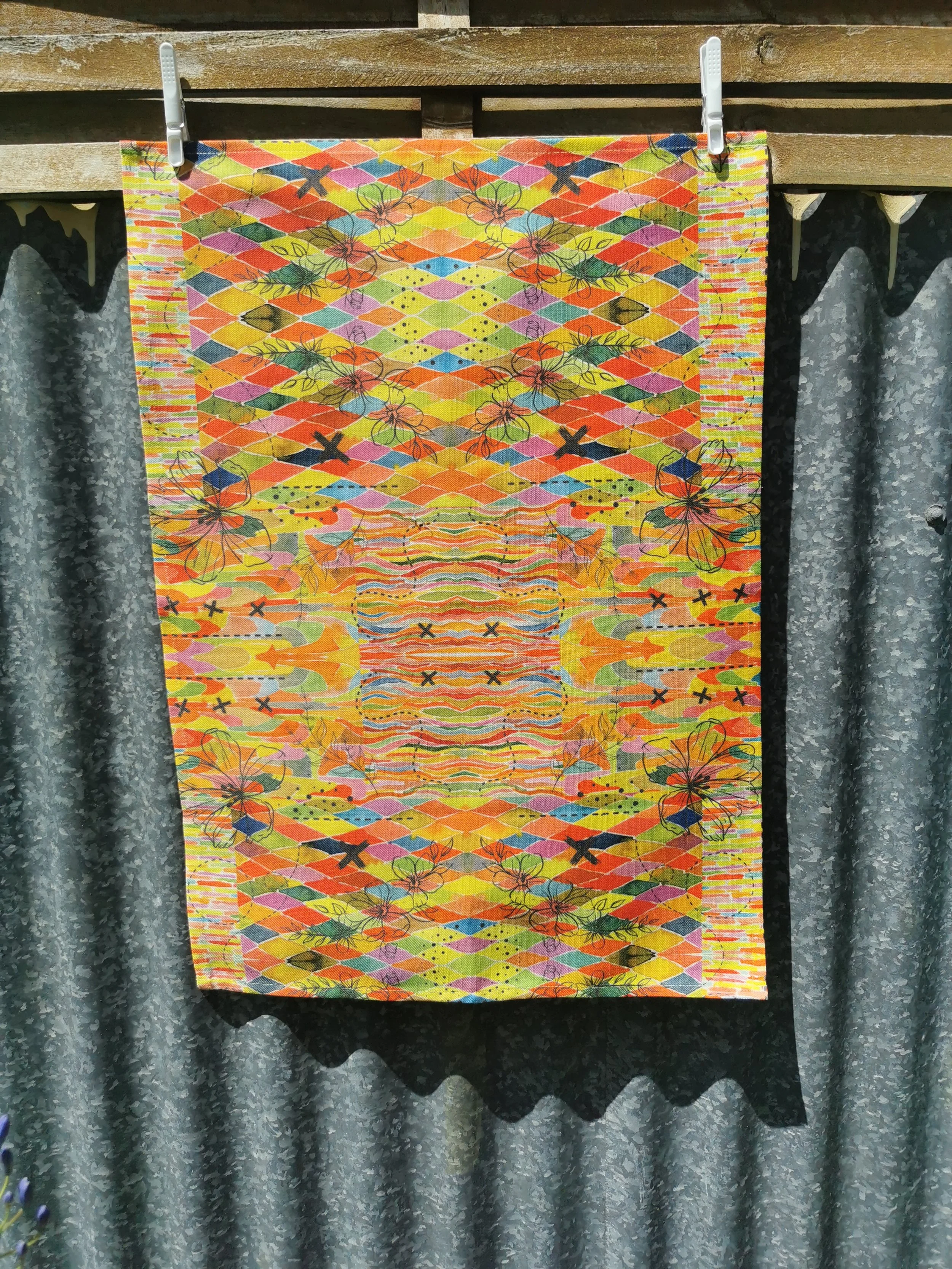 Teatowel - Watercolour Floral Collage