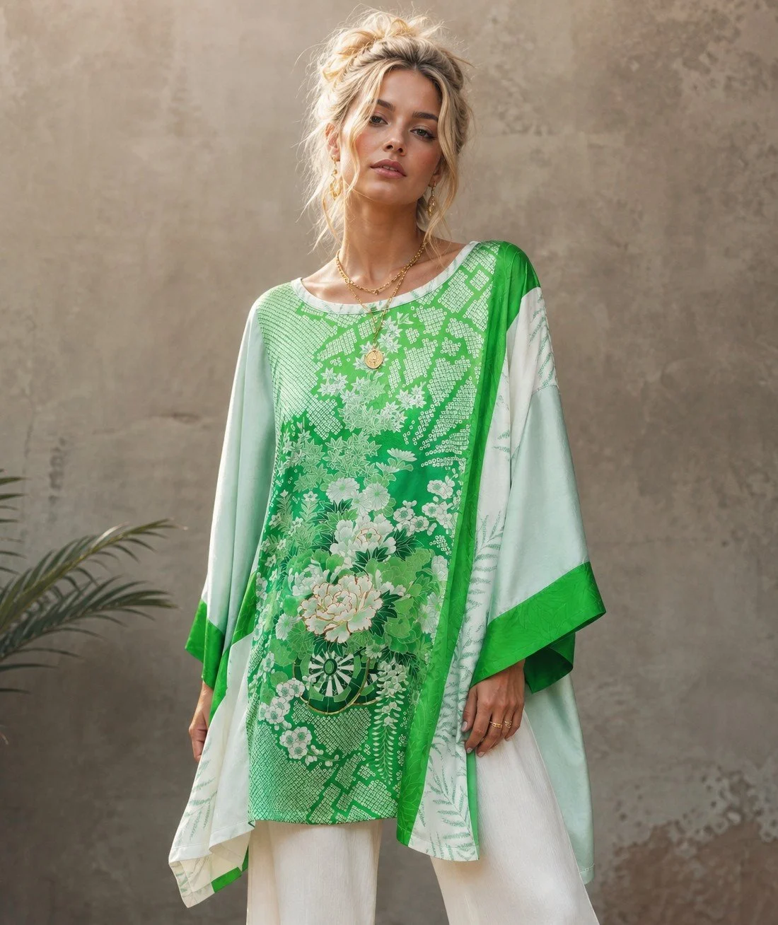 Too Easy Top - Green Japanese Silk - OS