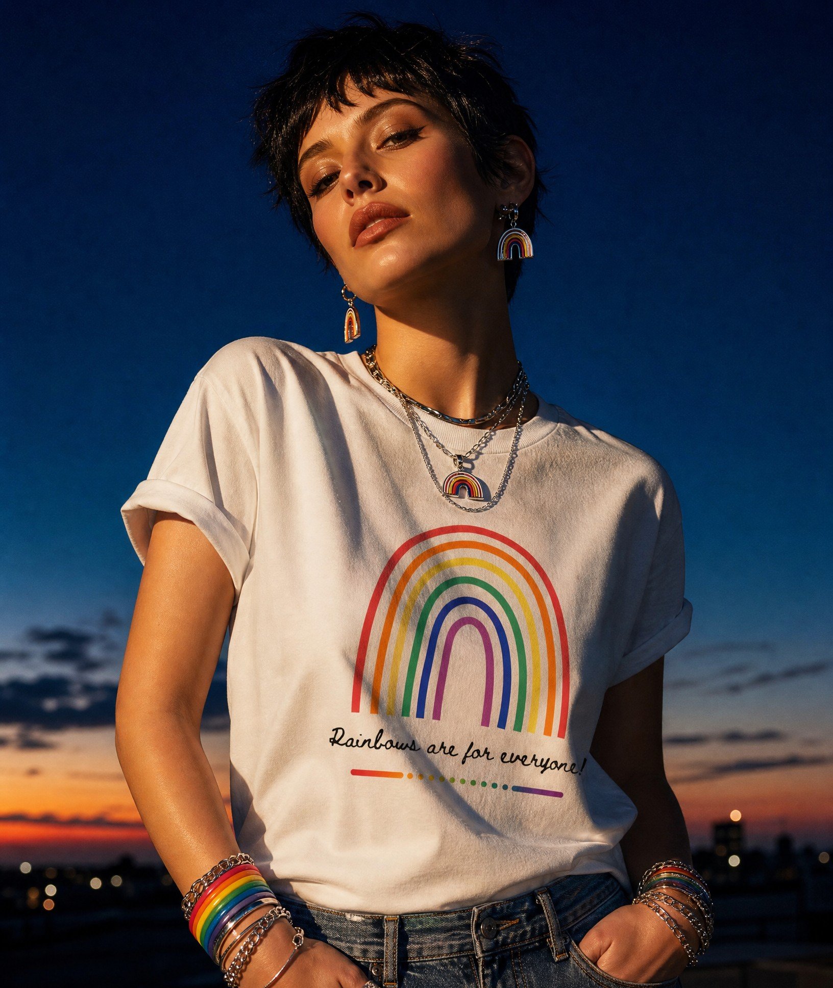 'Rainbows are for Everyone' t-shirt - white