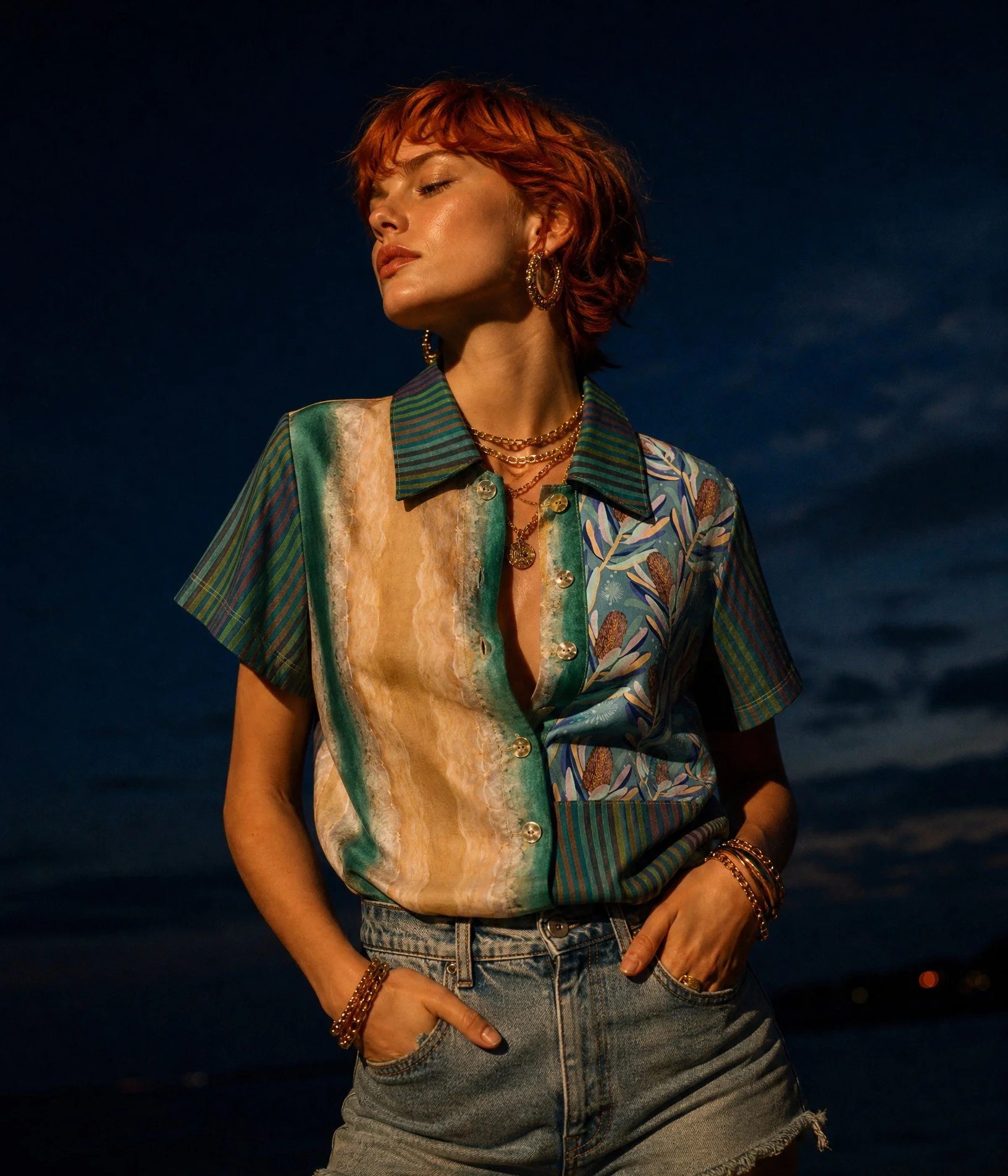 Greenly - Collage Button-up Shirt - S