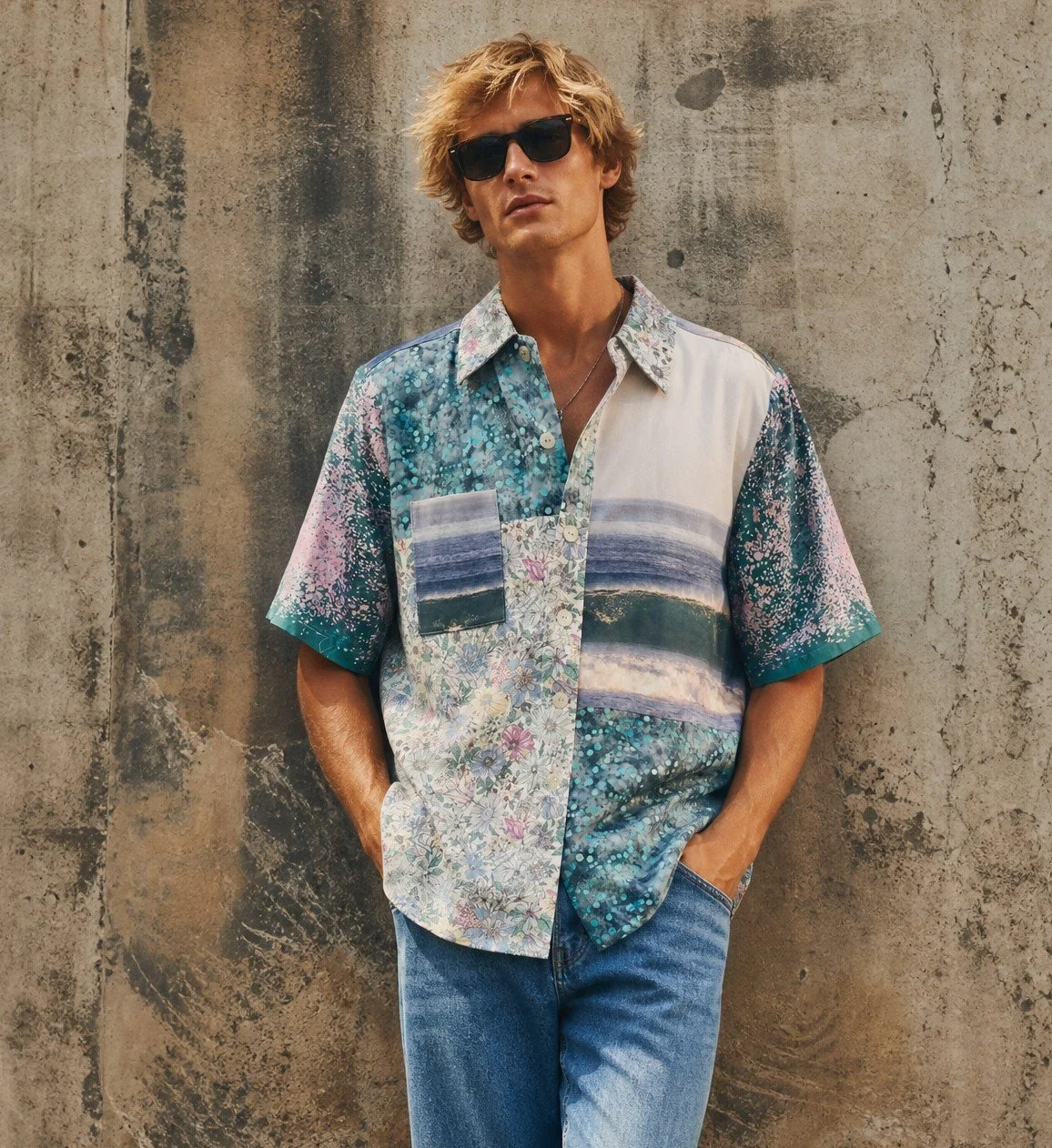 Freight Train - Collage Button-up Shirt - L