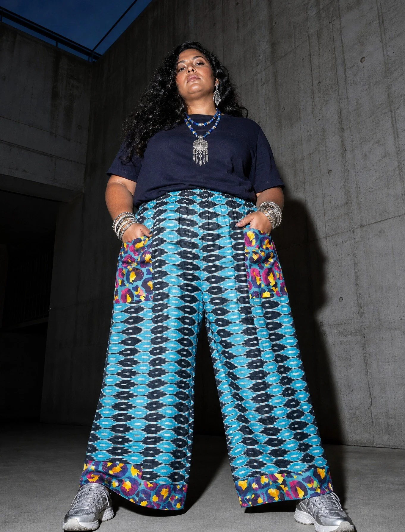 Fancy Pants Blue Ikat and Leopard - XL