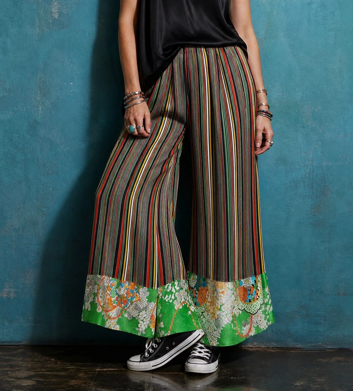 Fancy Pants Vintage Stripes with Kimono Silk - L