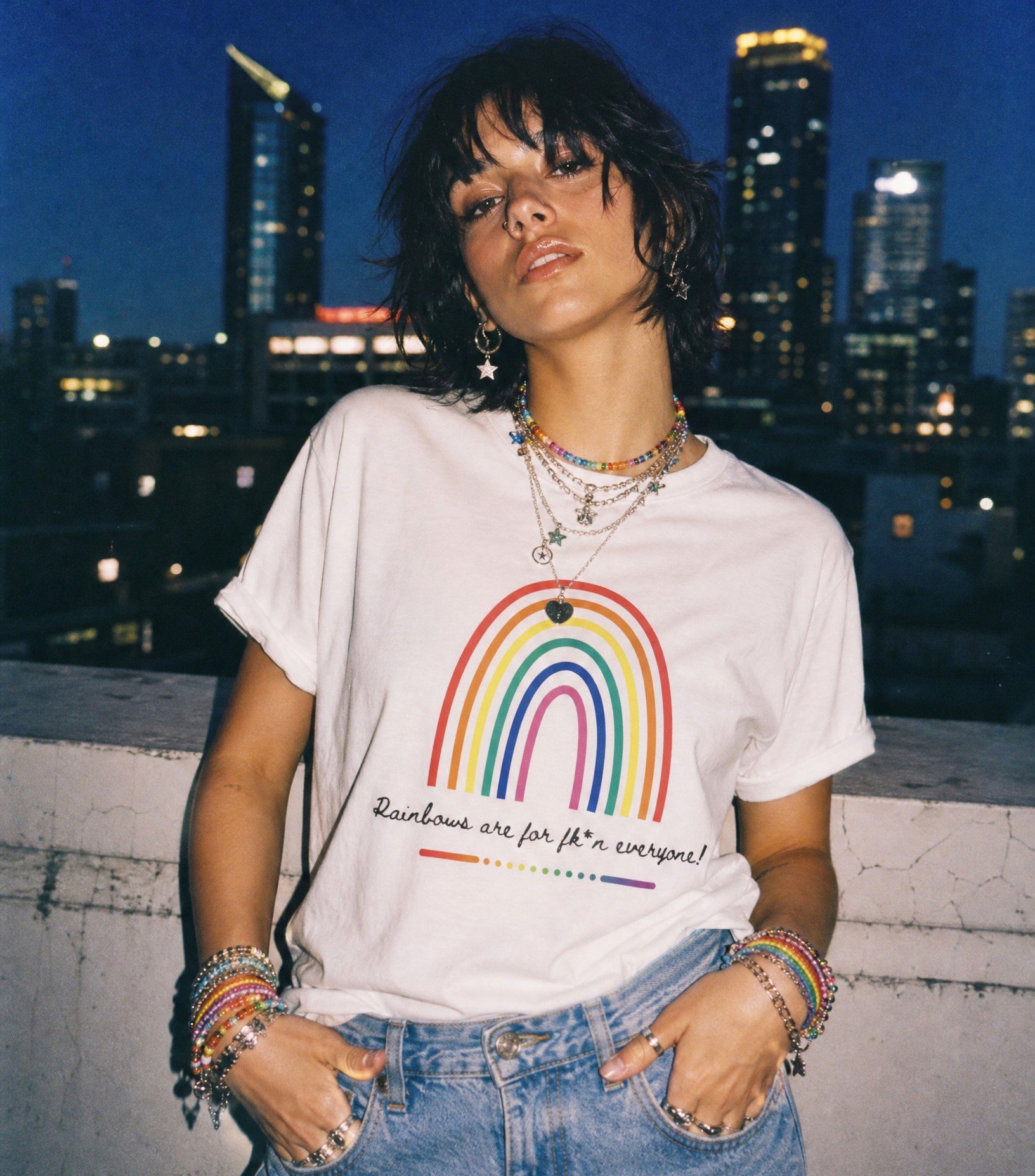 'Rainbows are for fk*n Everyone' t-shirt - white