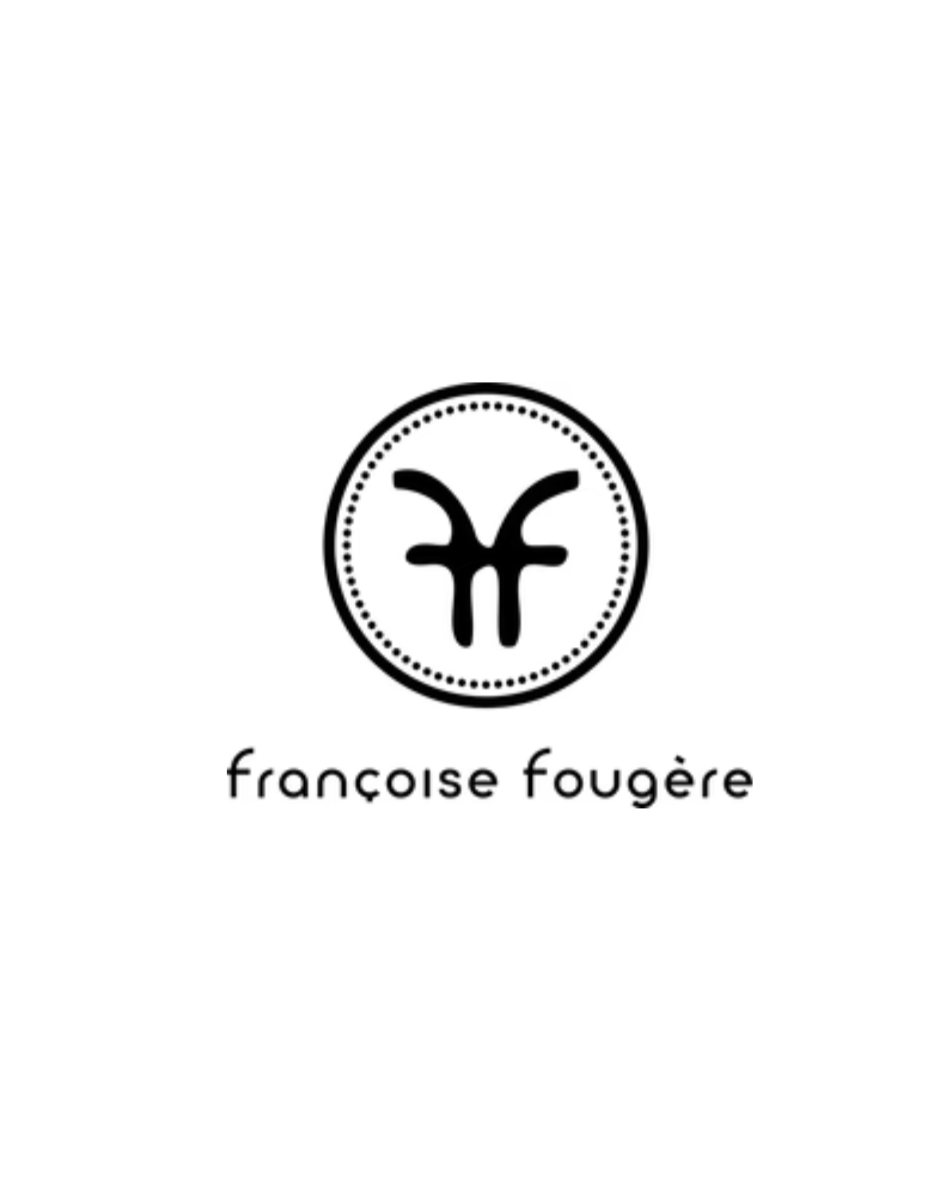 Logo noir et blanc avec un symbole stylisé de tête de faon entouré d'un cercle pointillé, avec le texte "française fougère" en dessous.