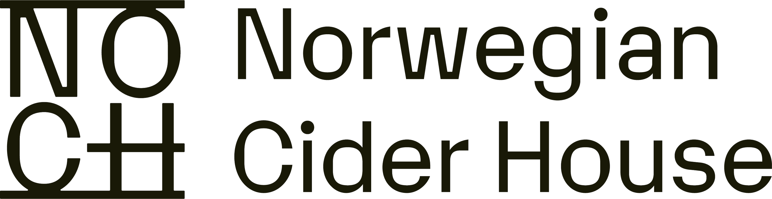 Tekst som sier: 'NO Norwegian Cider House' i store bokstaver.