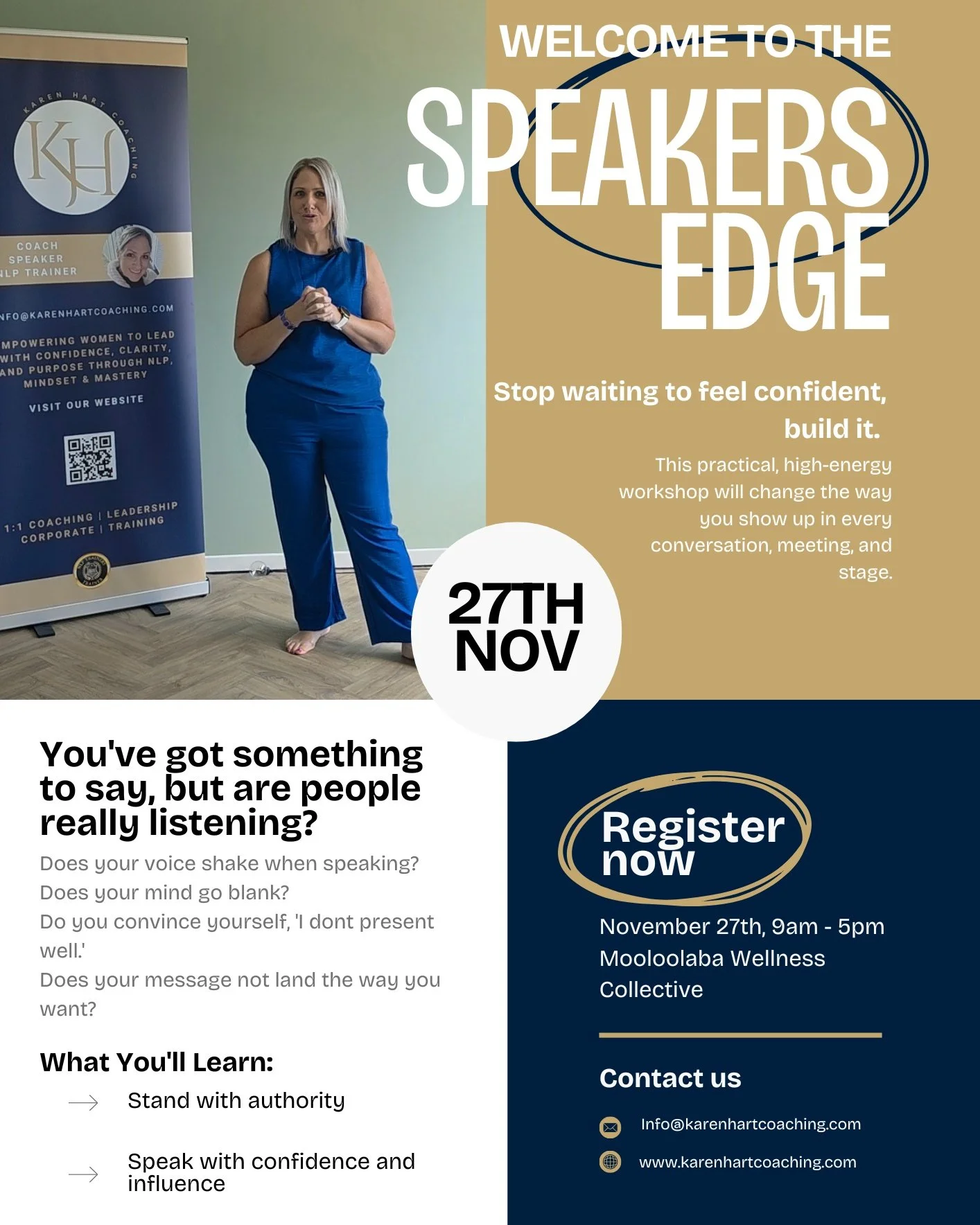 If you want to stop freezing, rambling or tripping over your own words when people look at you&hellip; come to this.

For years I was not confident in speaking, second guessed what I was going to say and had no structure to how to present the informa