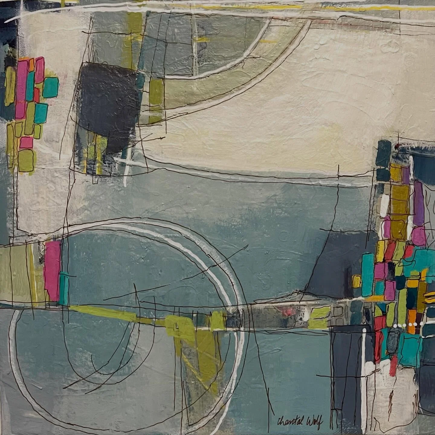 titled &ldquo;then go that way&rdquo; this is a 12x12&rdquo; mixed media piece on canvas. It showed up when I left &hellip;not in the physical sense, more like outta my head&hellip;quieting the thinking, judging, micromanaging, indecisive, spinning b
