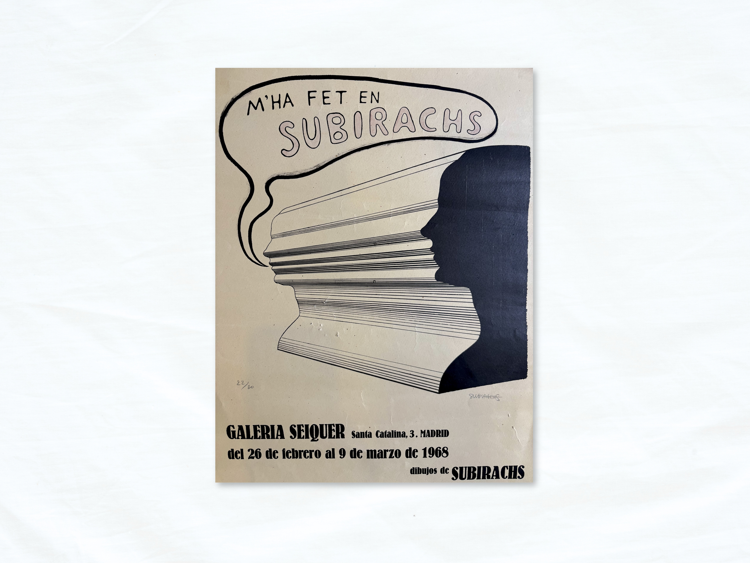 Vintage lithographic poster: Josep Maria Subirachs at the Galeria Seiquer, 1968