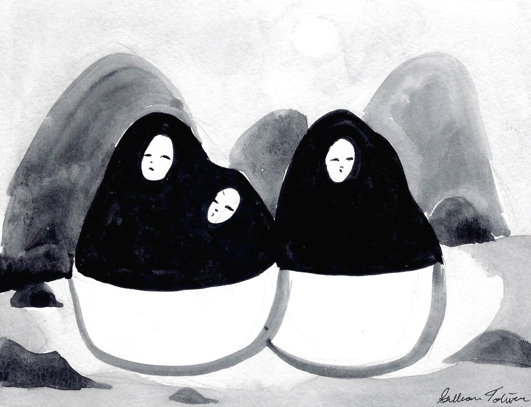Gillian Toliver, watercolour on handmade paper, c. 2010s