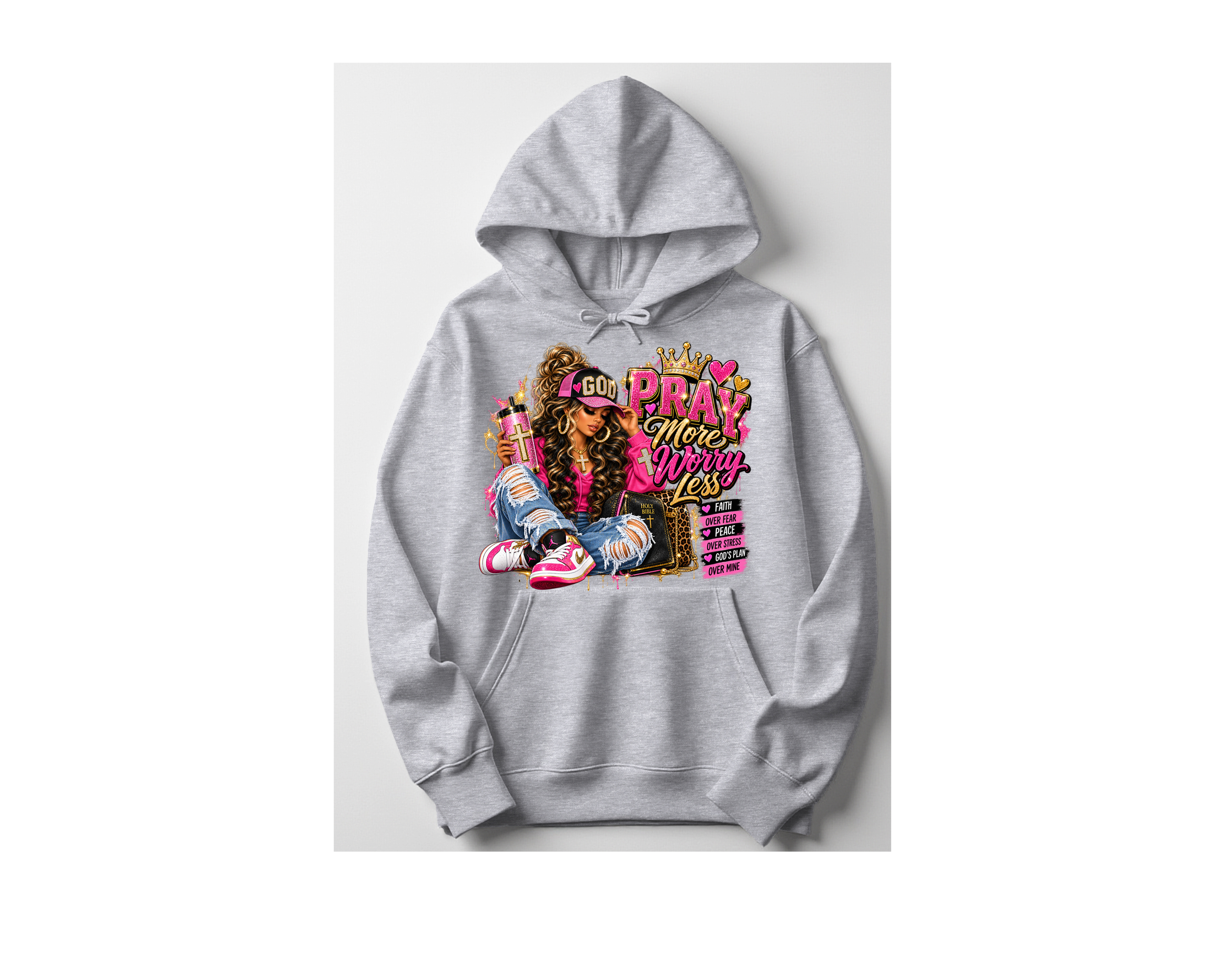'Pray More Worry Less' Graphic Hoodie