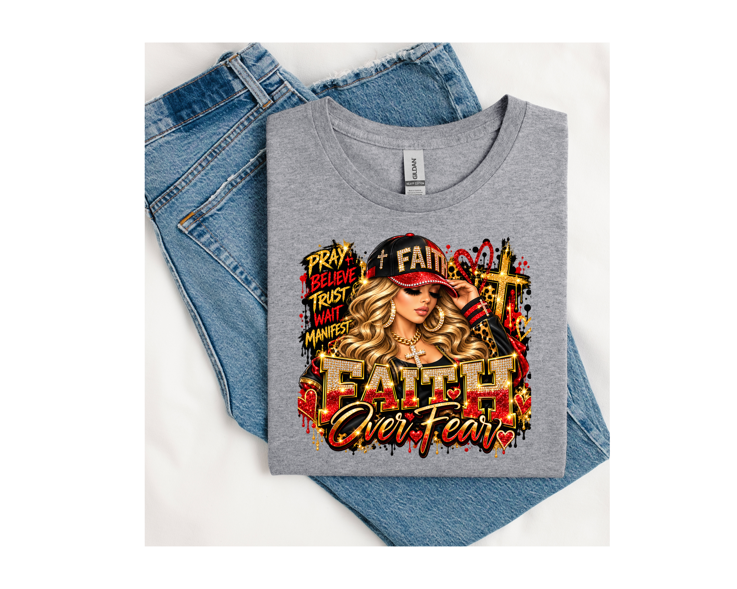 'Faith Over Fear' Inspirational Graphic T-Shirt