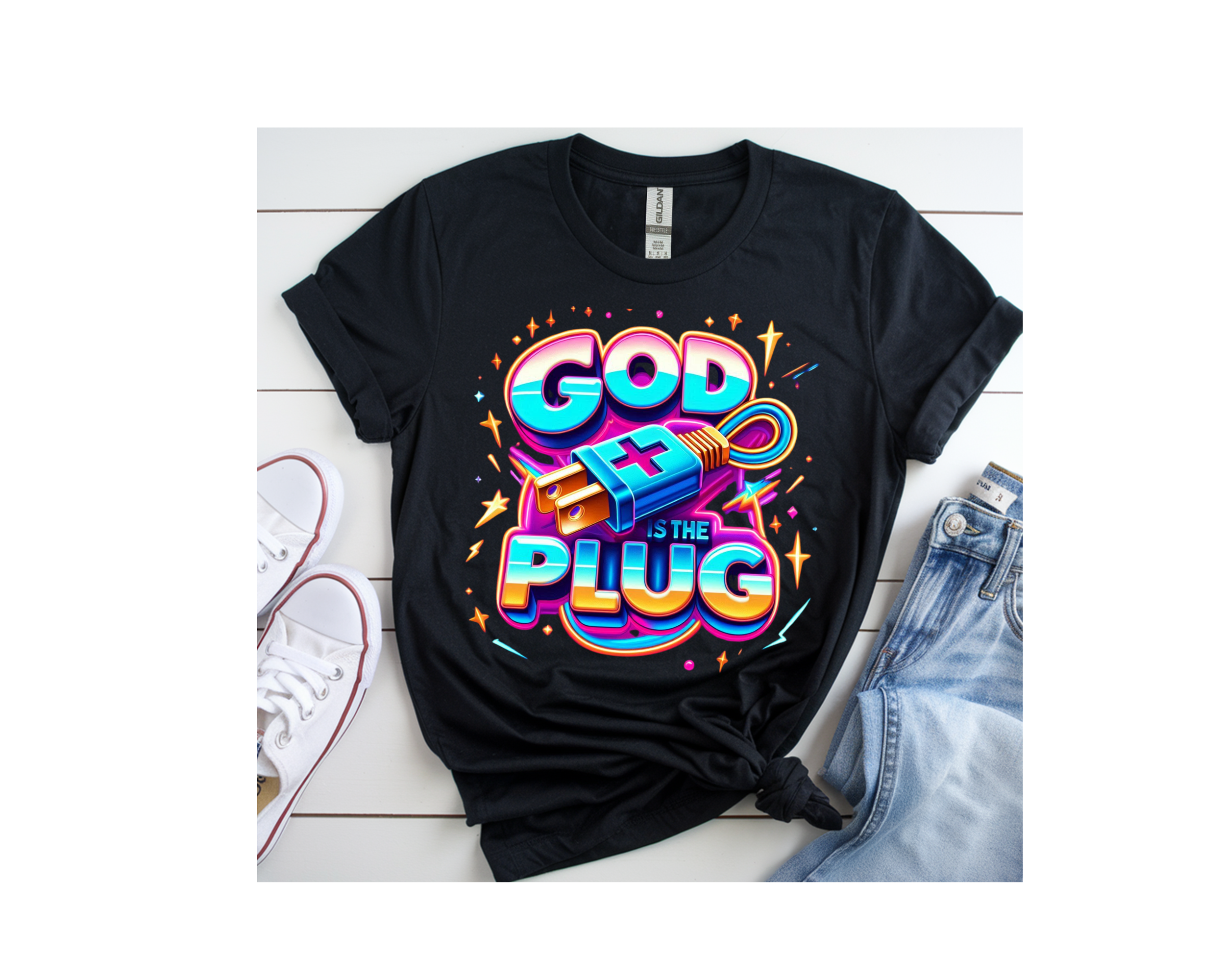 'God is the Plug' Graphic Tee