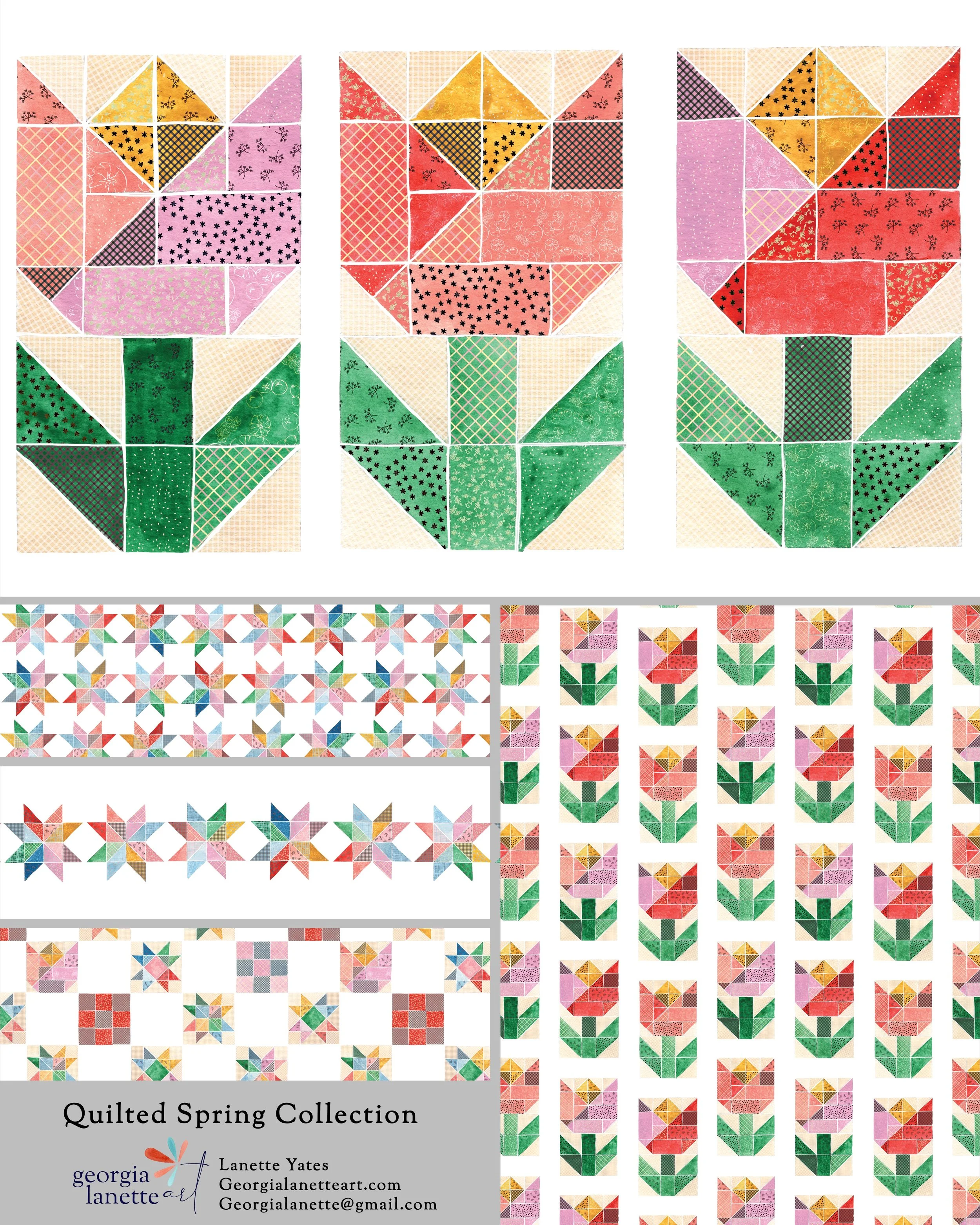 Quilted Spring Collection by Georgia Lanette Art available for licensing