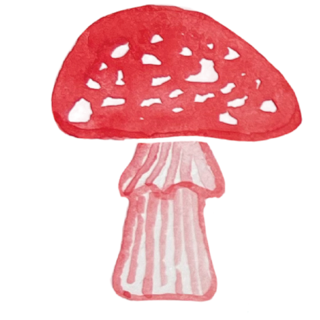 Georgia Lanette Art - red mushroom watercolor art piece in Georgia Lanette Art's illustration portfolio