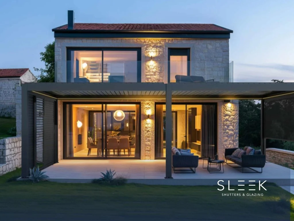 Picture of a pergola by Sleek Shutters and Glazing - a company that supplies and installs Pergolas in Tunbridge Wells and Kent