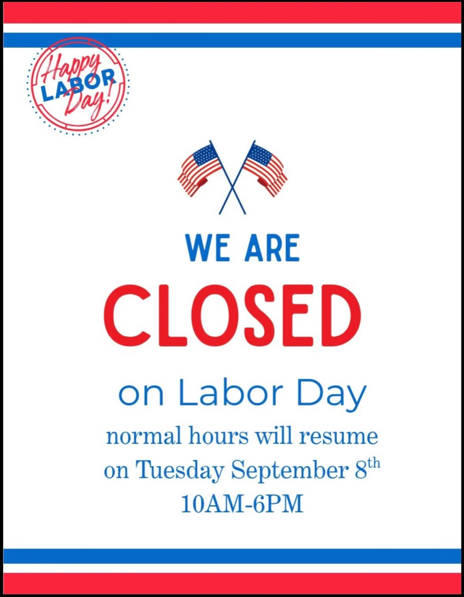 The Leasing Office will be closed on Monday September 7th in observance of Labor Day. 

Normal business hours will resume on Tuesday September 8th 10AM-5PM. 

We hope you all have a safe, fun, and relaxing weekend!