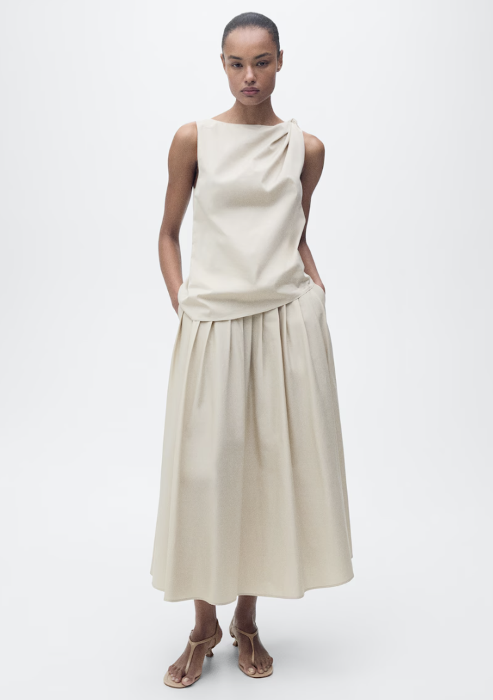 MANGO KNOTTED-HEM COTTON TOP
