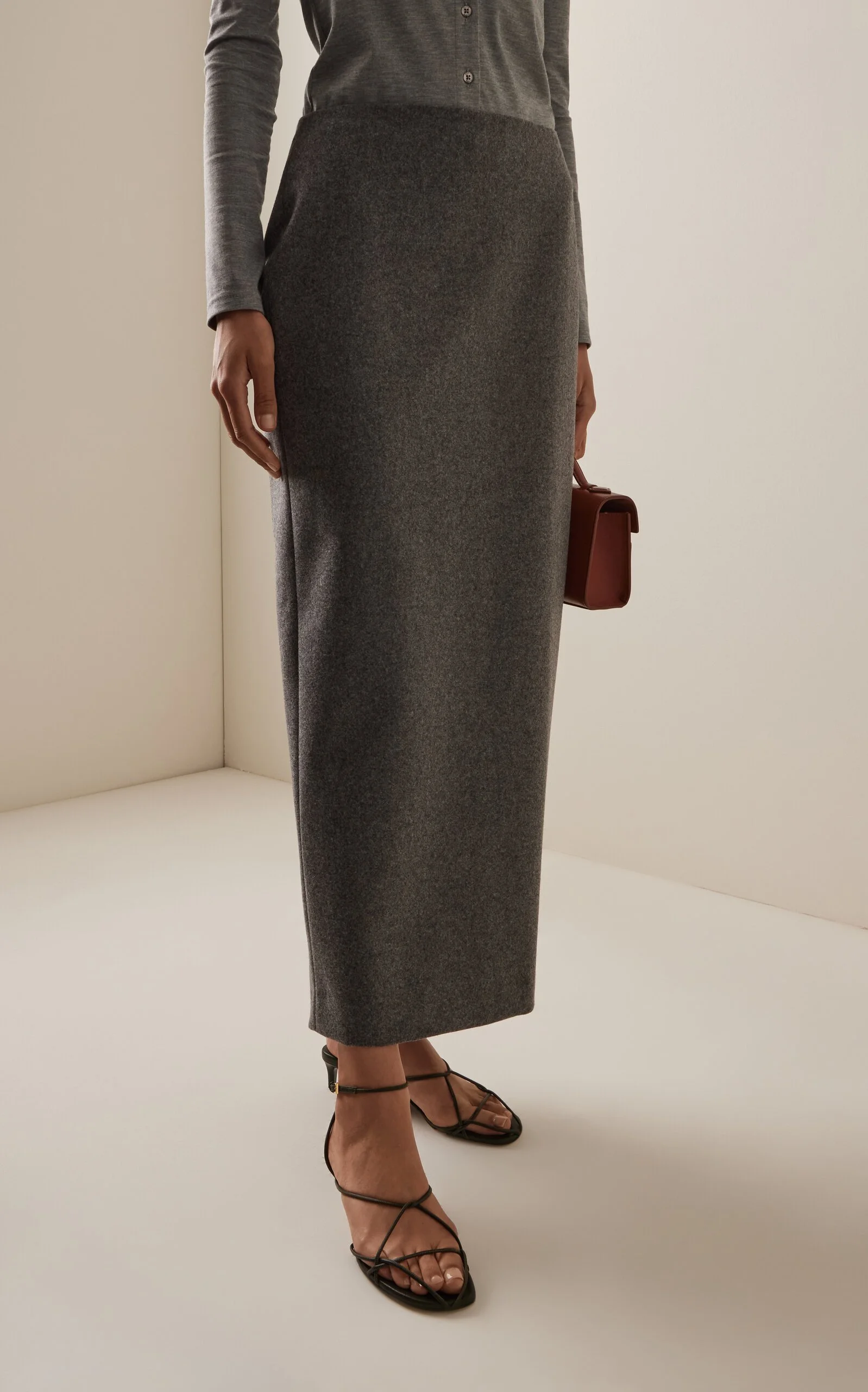 SLOAN Wool Ankle Skirt