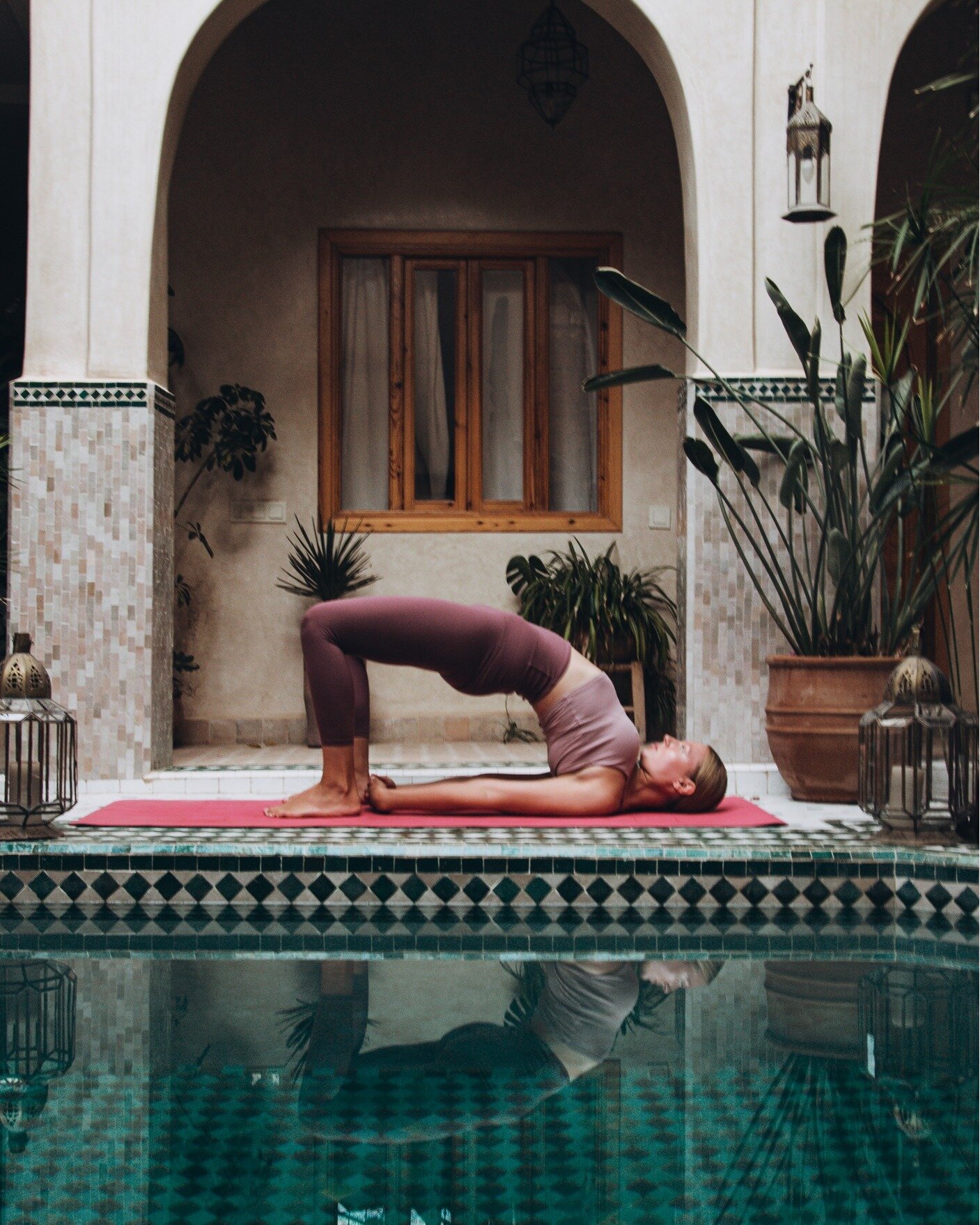 Day 6 of #aloofthe8loves

Empowering and strong! 
How do you feel in bridge pose?
.
Little throwback to this incredible Riad @westsurfmorocco.
.
Let's spread love &amp; kindness💕
.
Day 6 - &quot;Pragma&quot; or Enduring Love
Bridge pose to represent