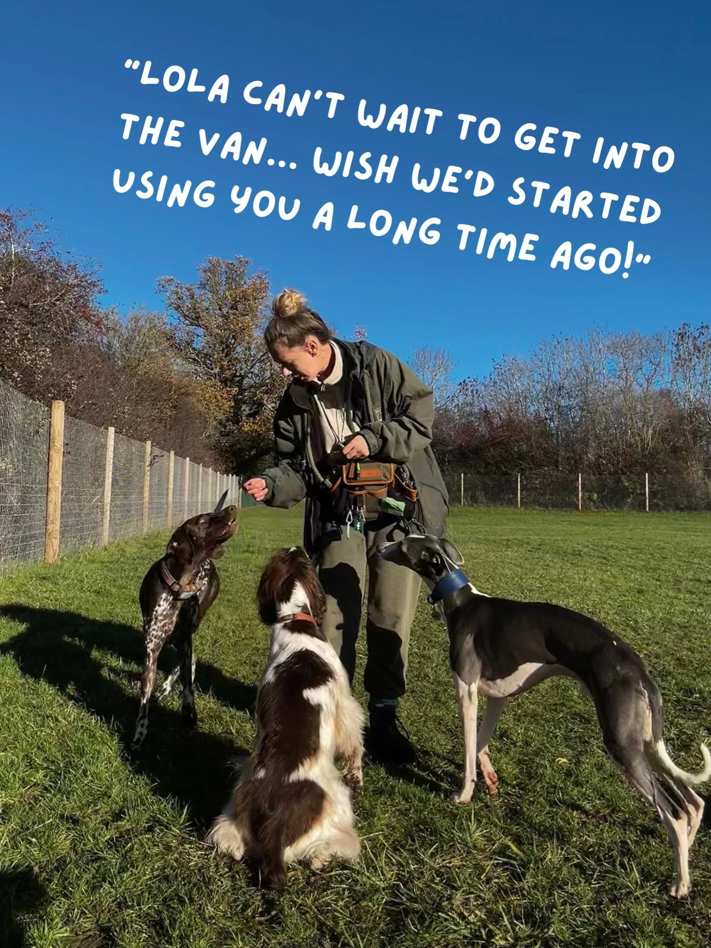 This is a review left on our socials talking specifically about our enclosed group walks! During these walks, we provide a unique opportunity for your dog to express all their natural behaviours &amp; play to their hearts content with other social pu